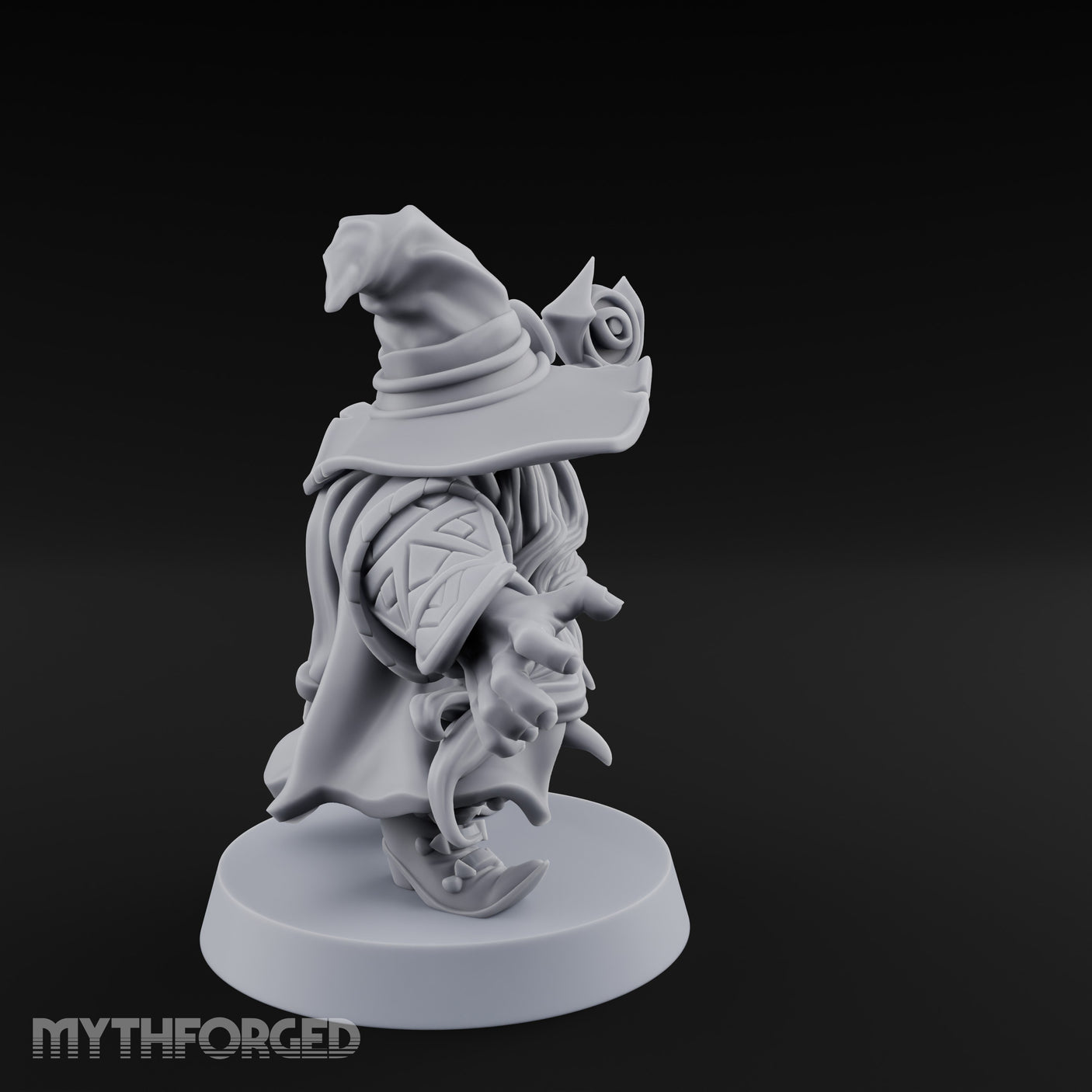 Dual Staff Brandishing Dwarf Wizard Miniature for Dungeons and Dragons, Pathfinder or other TTRPGs