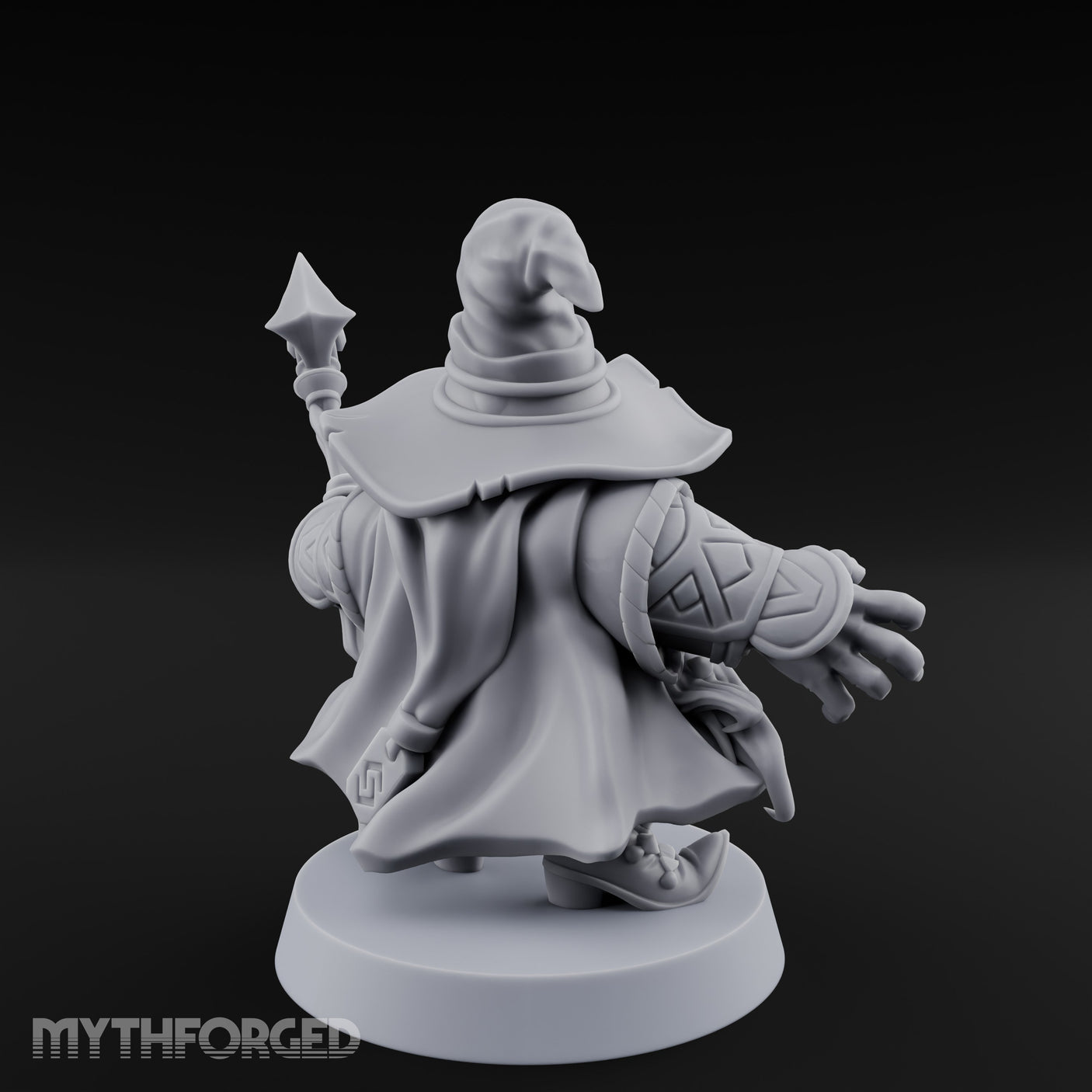 Dual Staff Brandishing Dwarf Wizard Miniature for Dungeons and Dragons, Pathfinder or other TTRPGs
