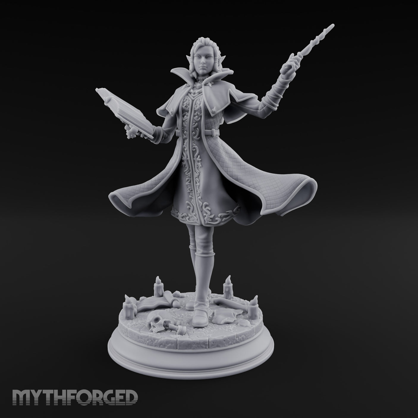 Dual Wand Wielding Elf Lich Sorceress Miniature for Dungeons and Dragons, Pathfinder or other TTRPGs