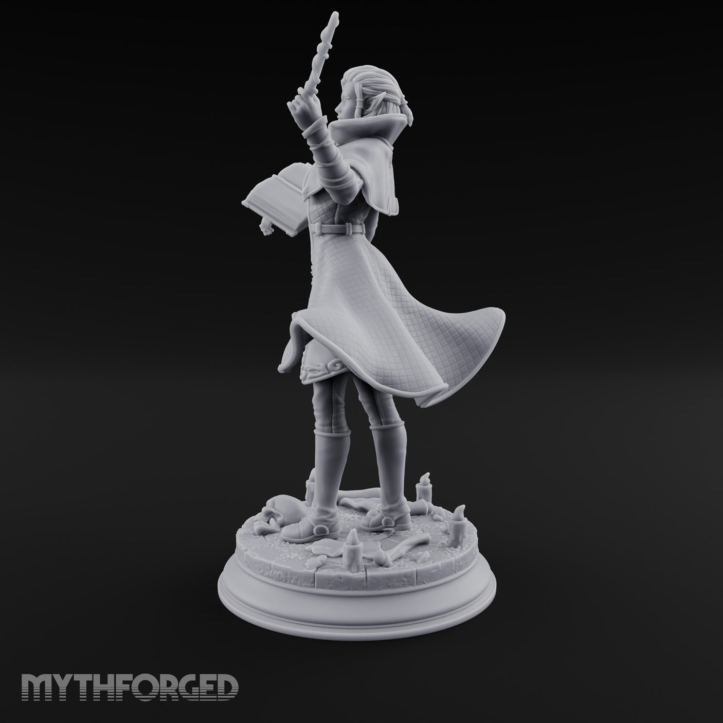Dual Wand Wielding Elf Lich Sorceress Miniature for Dungeons and Dragons, Pathfinder or other TTRPGs