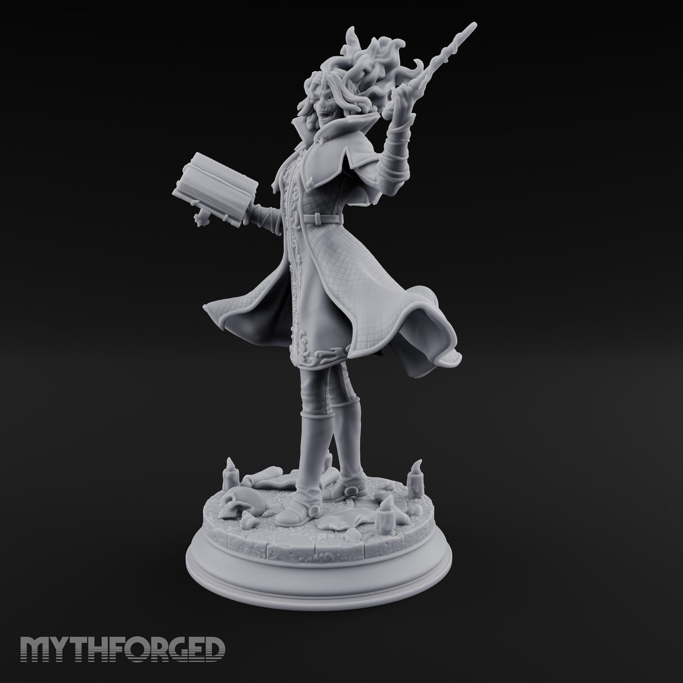 Dual Wand Wielding Elf Lich Sorceress Miniature for Dungeons and Dragons, Pathfinder or other TTRPGs