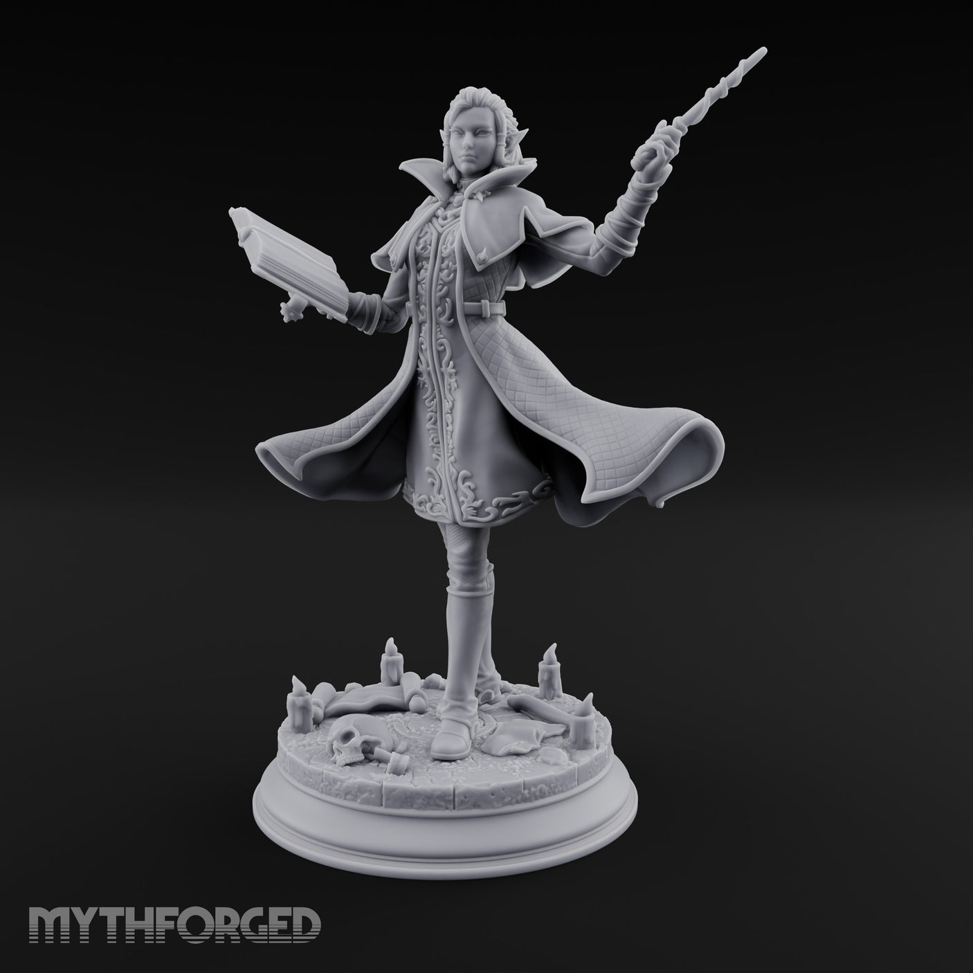 Dual Wand Wielding Elf Lich Sorceress Miniature for Dungeons and Dragons, Pathfinder or other TTRPGs