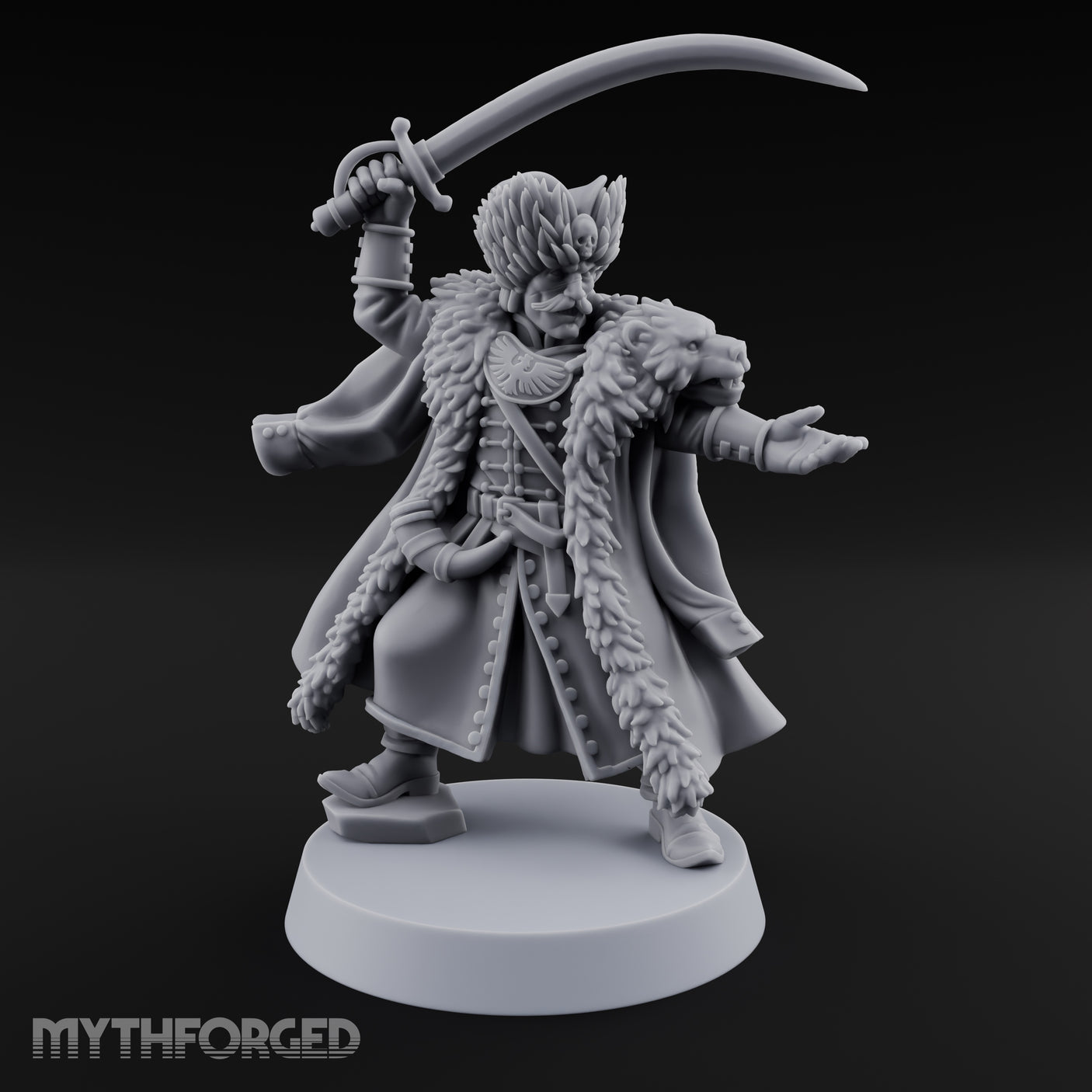 Sabre Flourishing Hussar Officer Miniature for Dungeons and Dragons, Pathfinder or other TTRPGs