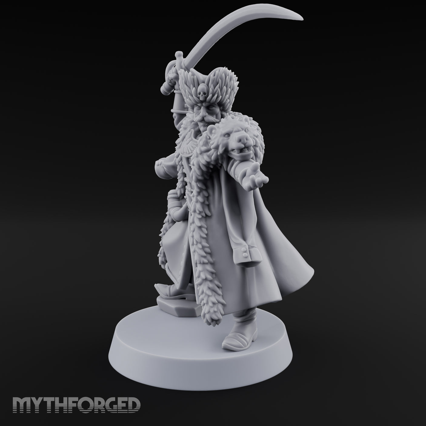 Sabre Flourishing Hussar Officer Miniature for Dungeons and Dragons, Pathfinder or other TTRPGs
