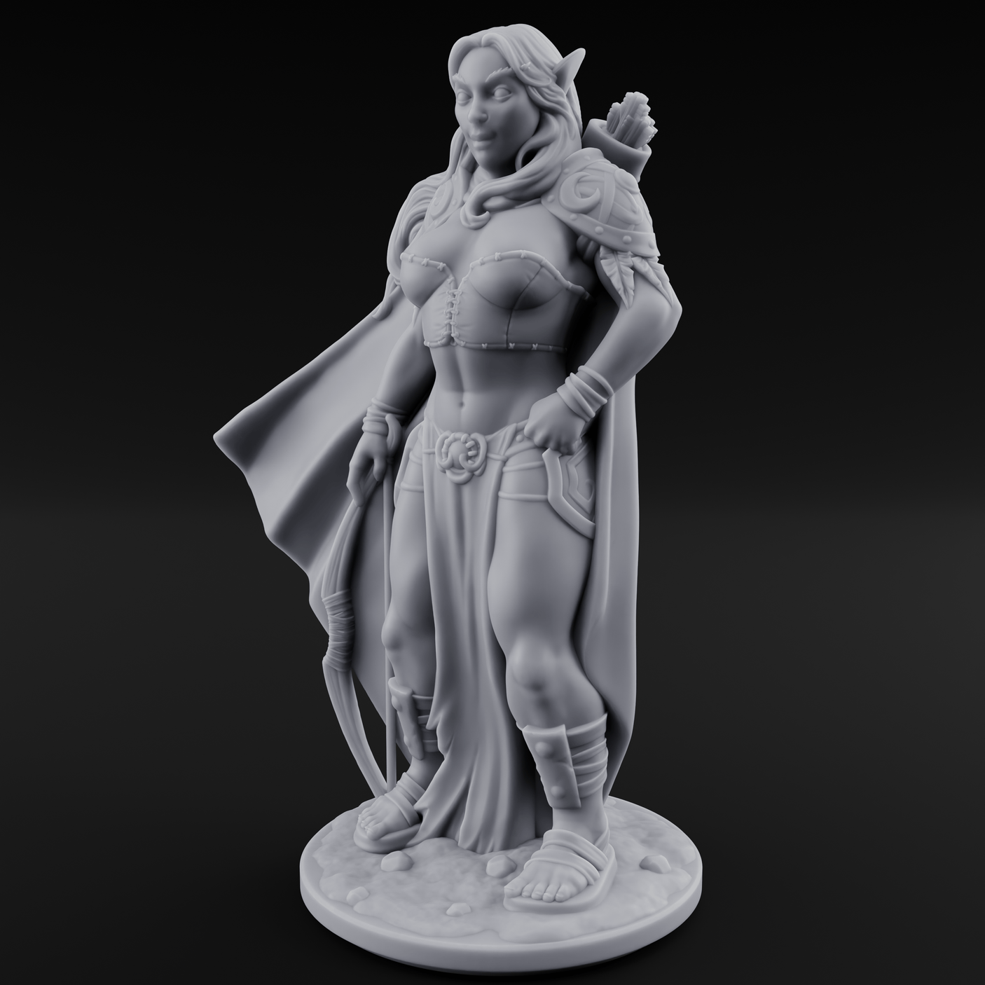 Cape Swishing Elf Ranger A Miniature for Dungeons and Dragons, Pathfinder or other TTRPGs