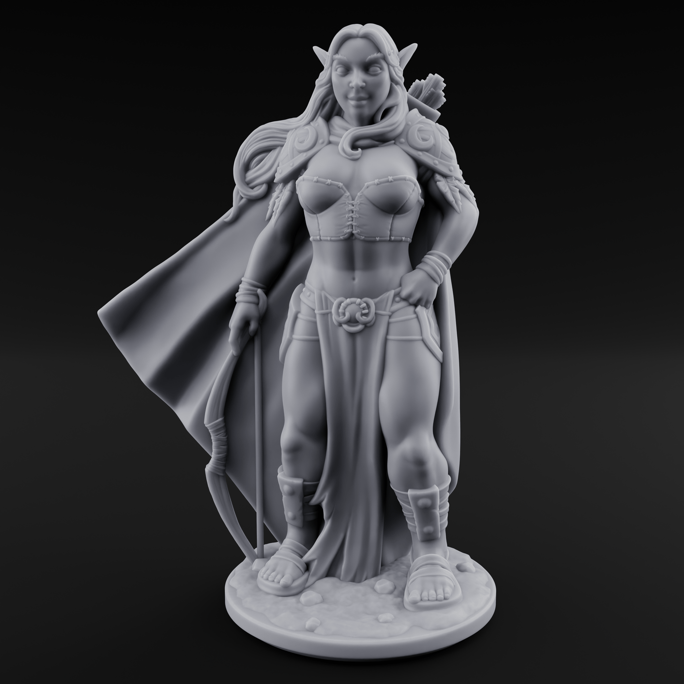 Cape Swishing Elf Ranger A Miniature for Dungeons and Dragons, Pathfinder or other TTRPGs