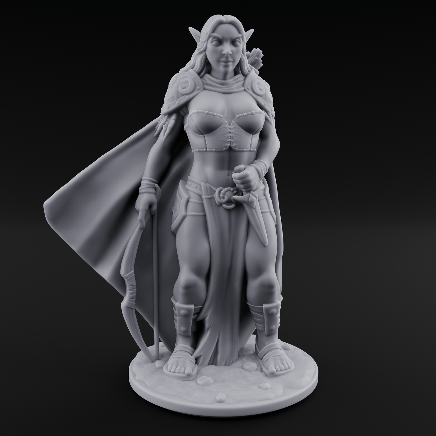 Cape Swishing Elf Rangers Miniature for Dungeons and Dragons, Pathfinder or other TTRPGs