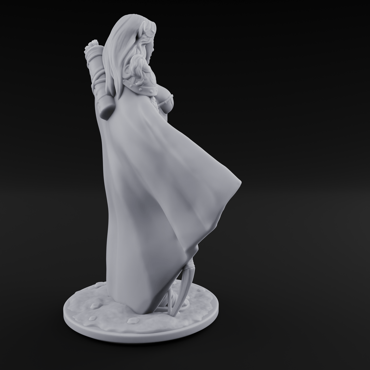 Cape Swishing Elf Ranger B Miniature for Dungeons and Dragons, Pathfinder or other TTRPGs