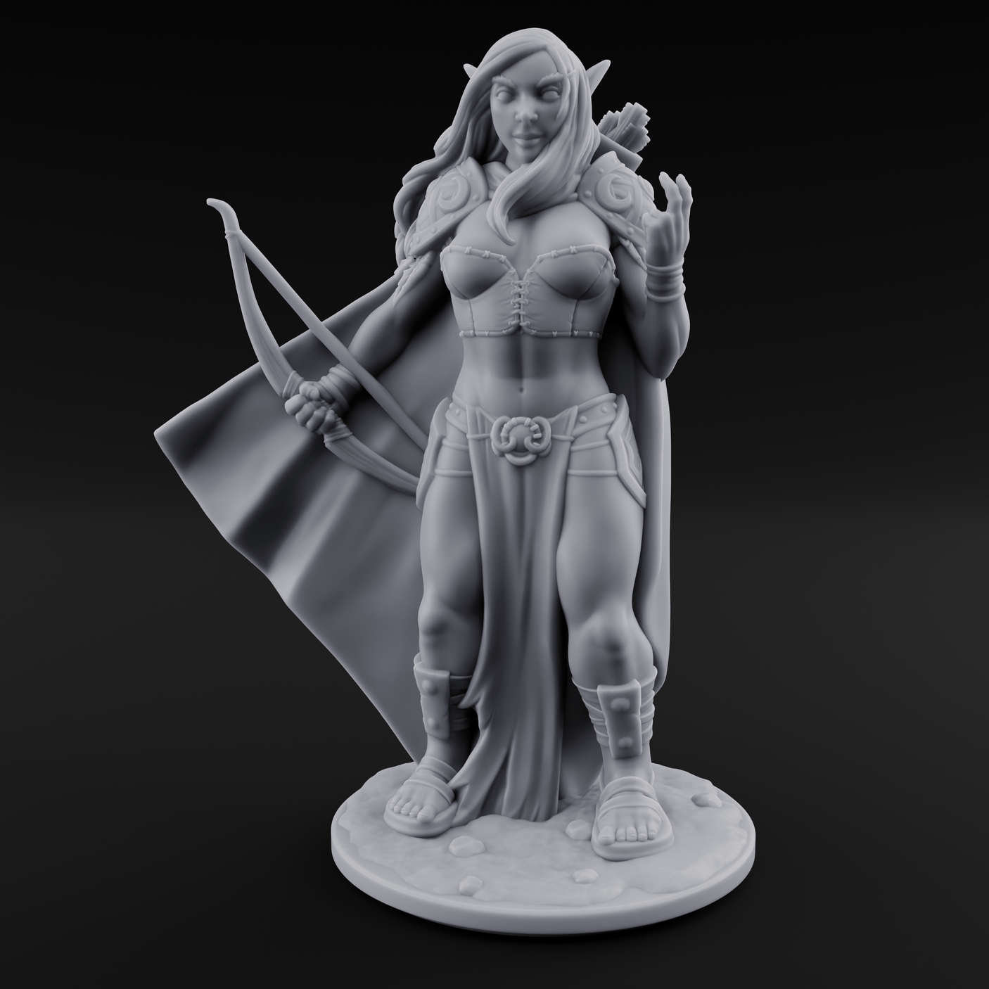 Cape Swishing Elf Ranger C Miniature for Dungeons and Dragons, Pathfinder or other TTRPGs
