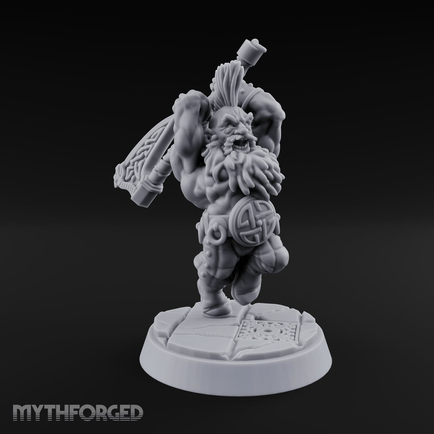 Fist Clenching Fury Dwarf Berserker Miniature for Dungeons and Dragons, Pathfinder or other TTRPGs