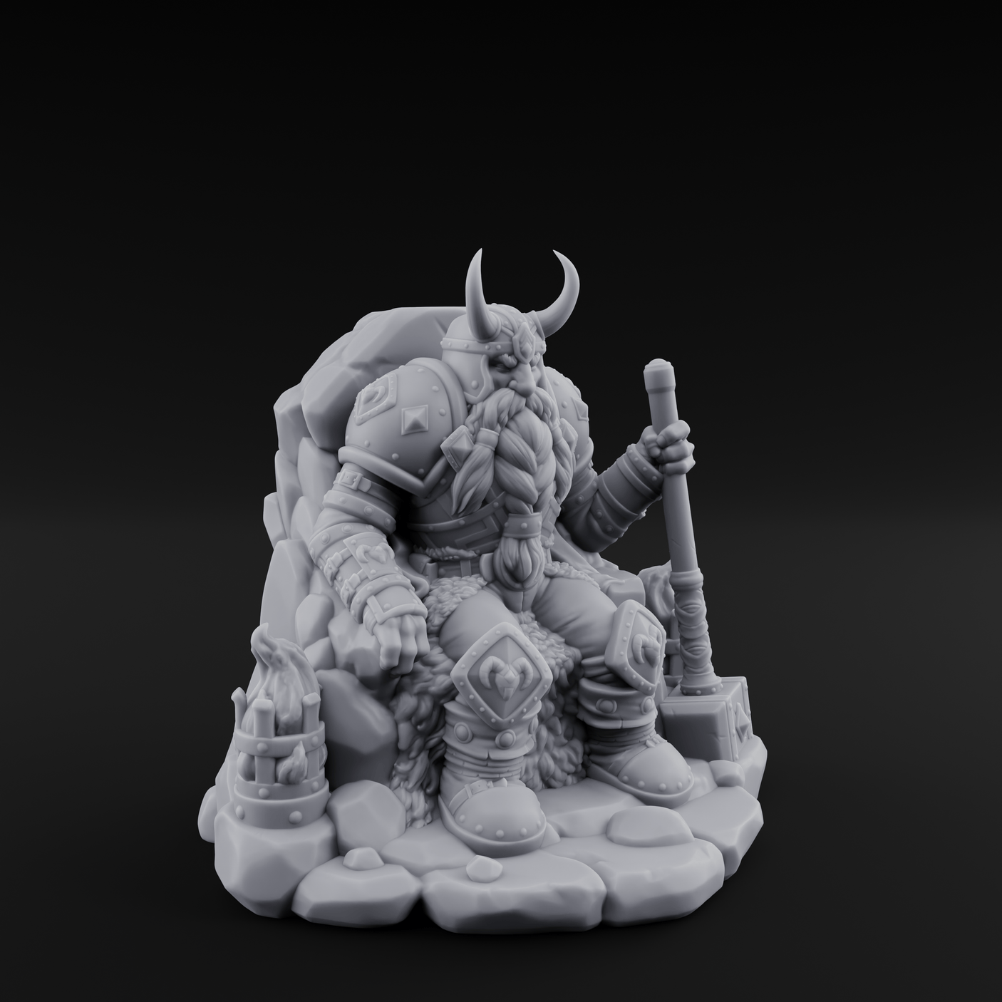 Throne Sitting Dwarf King Miniature for Dungeons and Dragons, Pathfinder or other TTRPGs