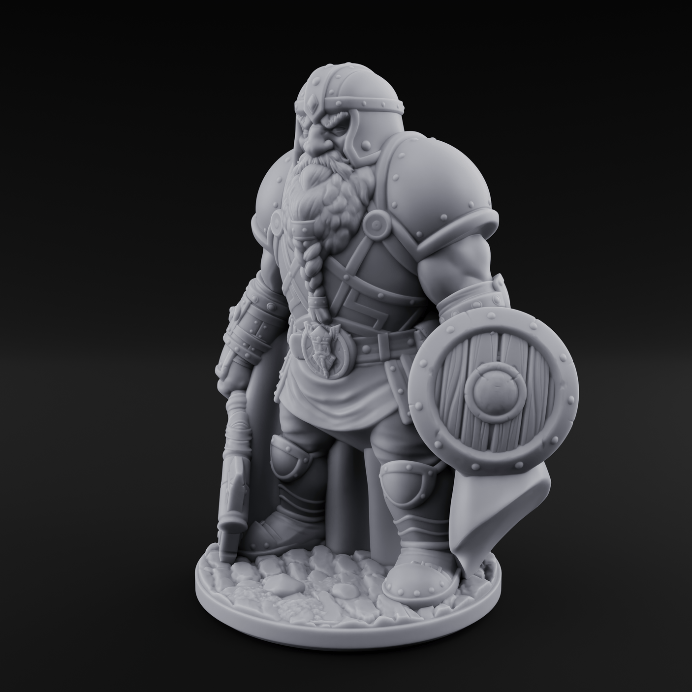 Braided And Ready Dwarf Soldier Miniature for Dungeons and Dragons, Pathfinder or other TTRPGs