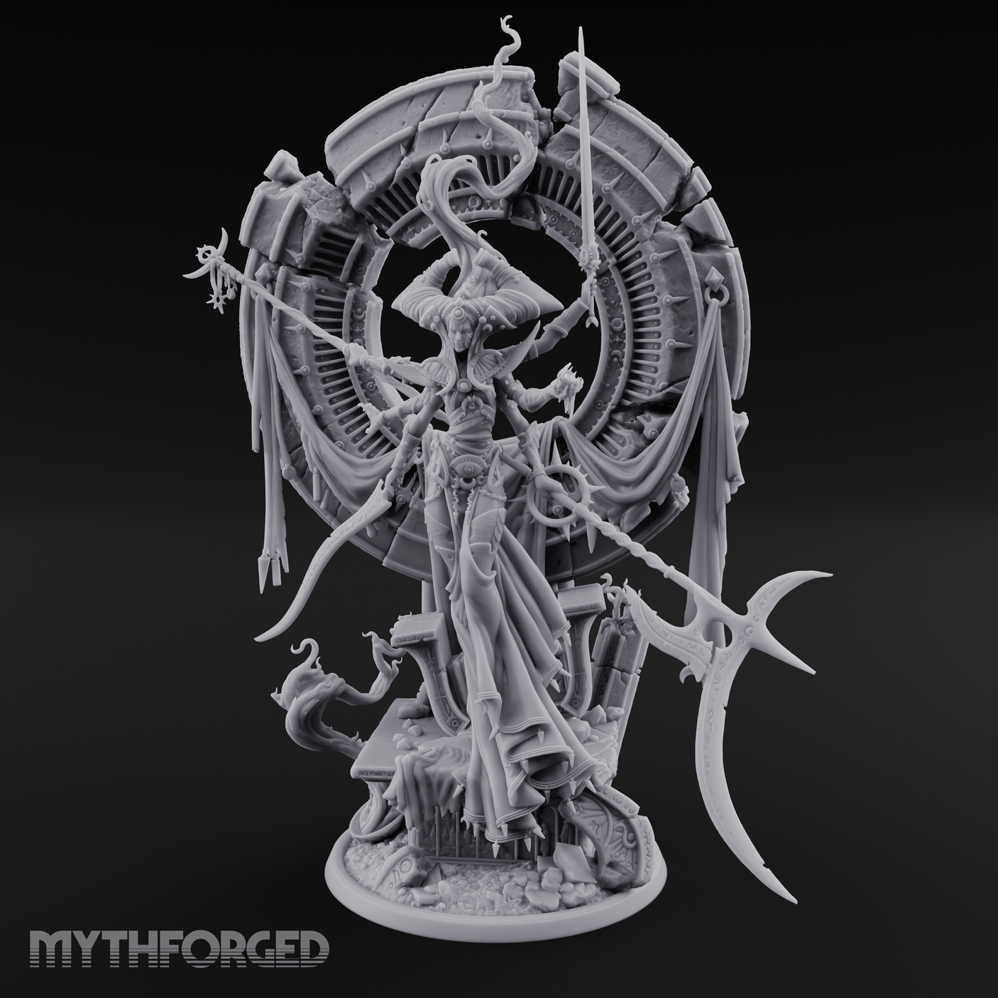 Ascending Through Chaos Marilith Warlord Miniature for Dungeons and Dragons, Pathfinder or other TTRPGs