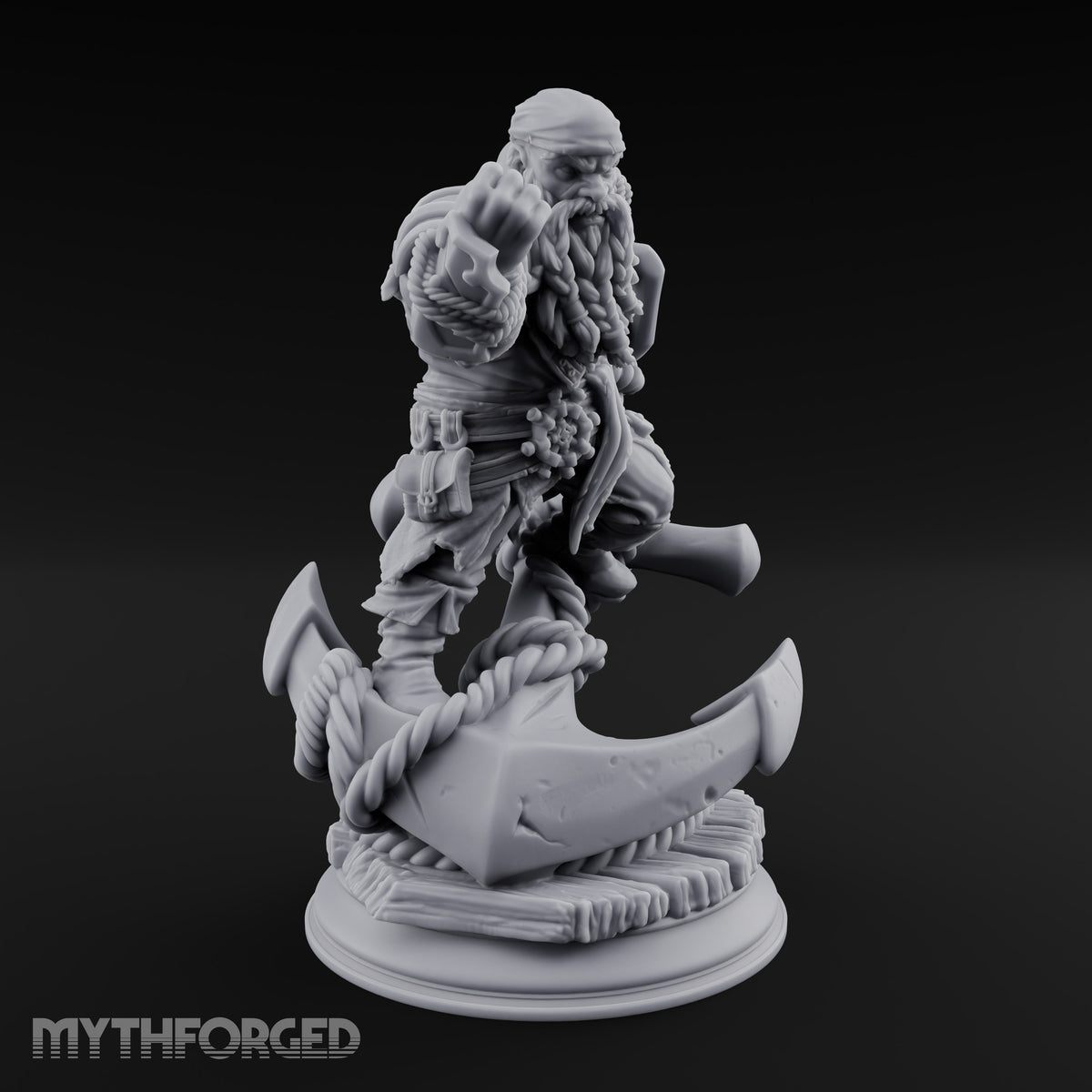 Weighs Anchor, Throws Punches Dwarf Pirate Brawler with Giant Anchor and Chain