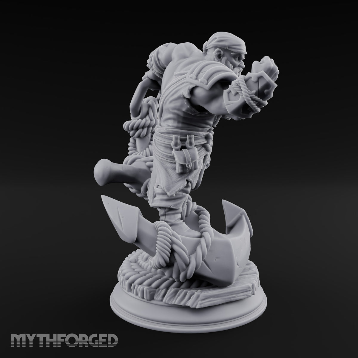 Weighs Anchor, Throws Punches Dwarf Pirate Brawler with Giant Anchor and Chain
