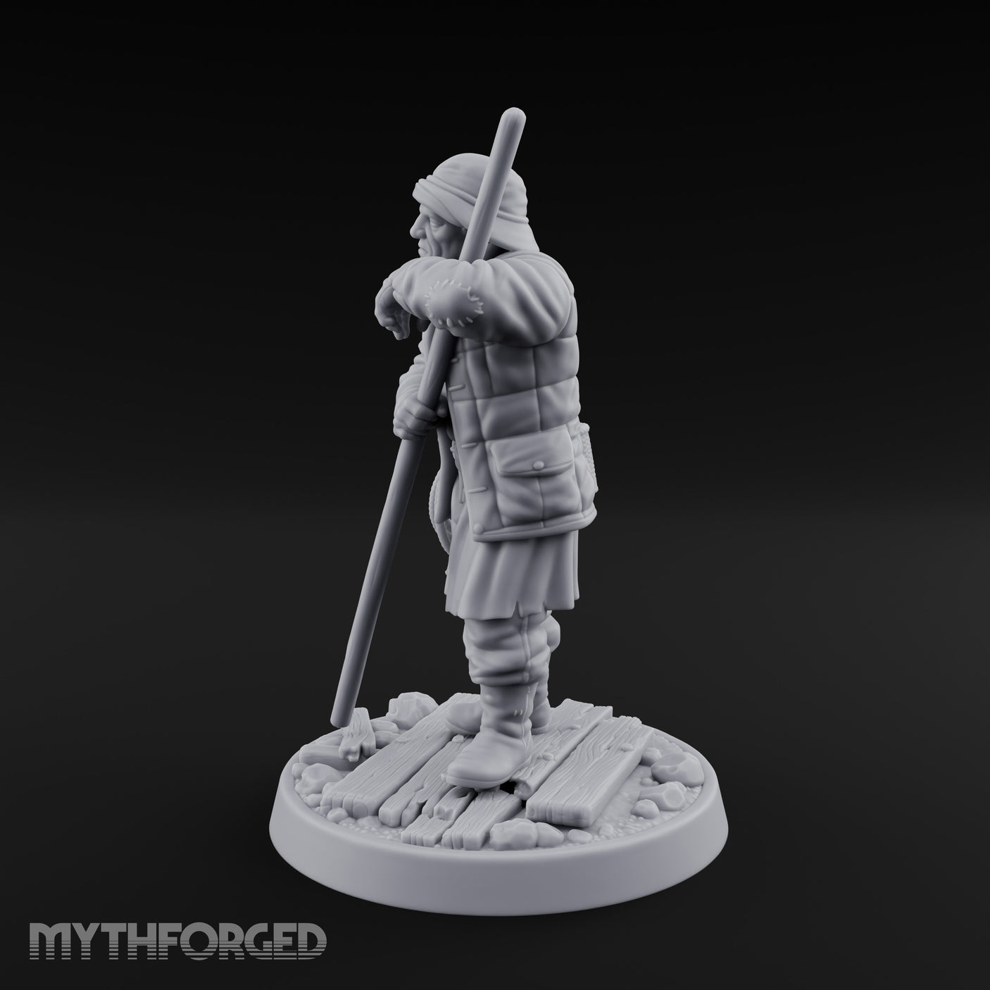 Elbow Resting Pole Leaning Human Ferryman Miniature for Dungeons and Dragons, Pathfinder or other TTRPGs