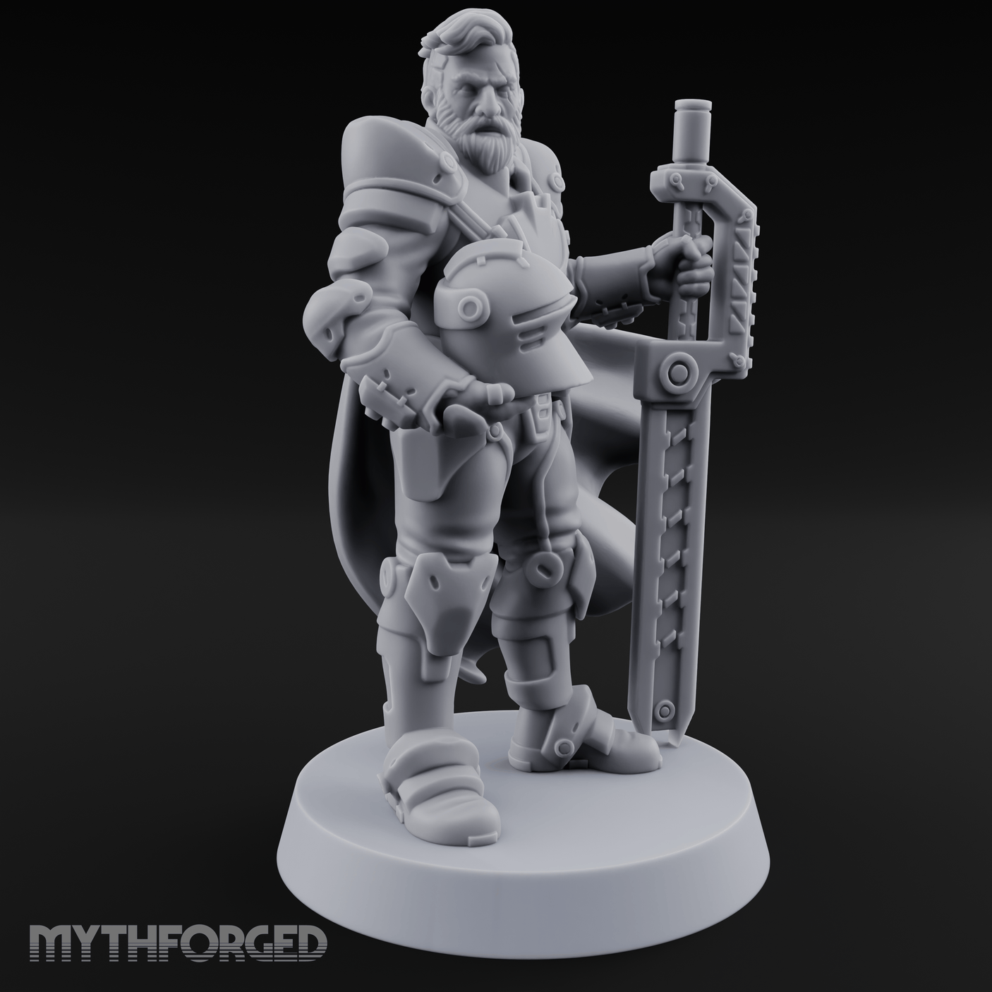 Holding Court With Steel Human Space Knight Miniature for Dungeons and Dragons, Pathfinder or other TTRPGs
