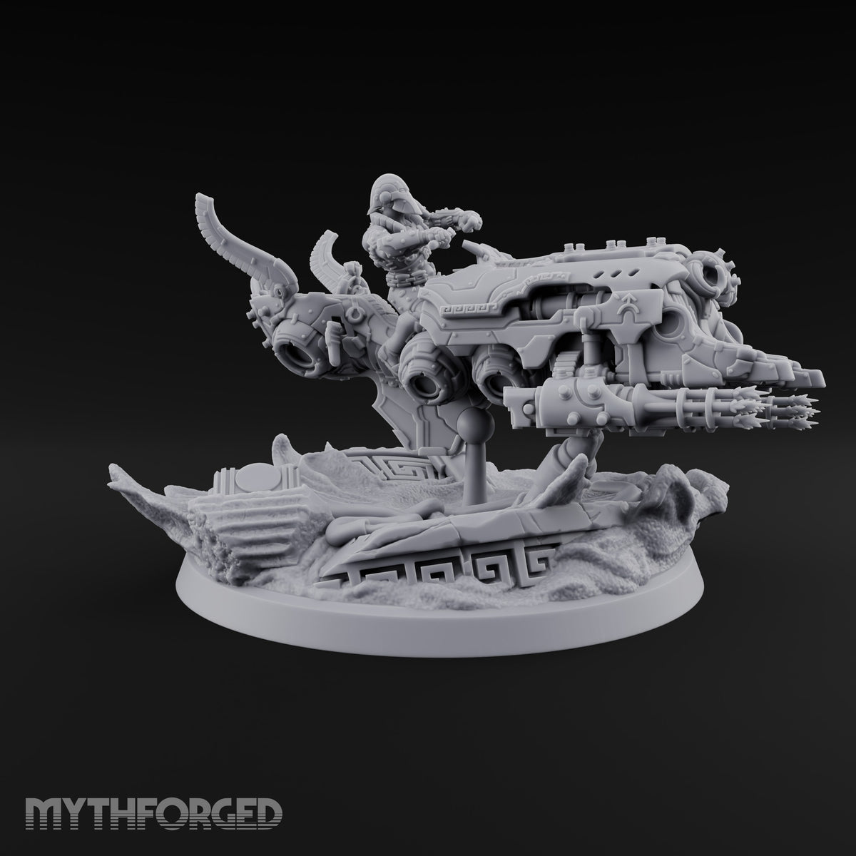 Dust Settles Behind the Pack Human Beast-Bike Rider E — Pilot Only · FX