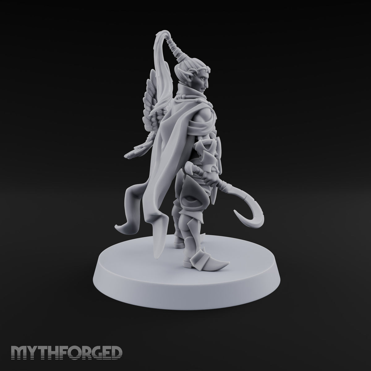 Unbothered by Brambles Elf Druid with Vine Staff and Curved Blade — None · Eagle and Scythe