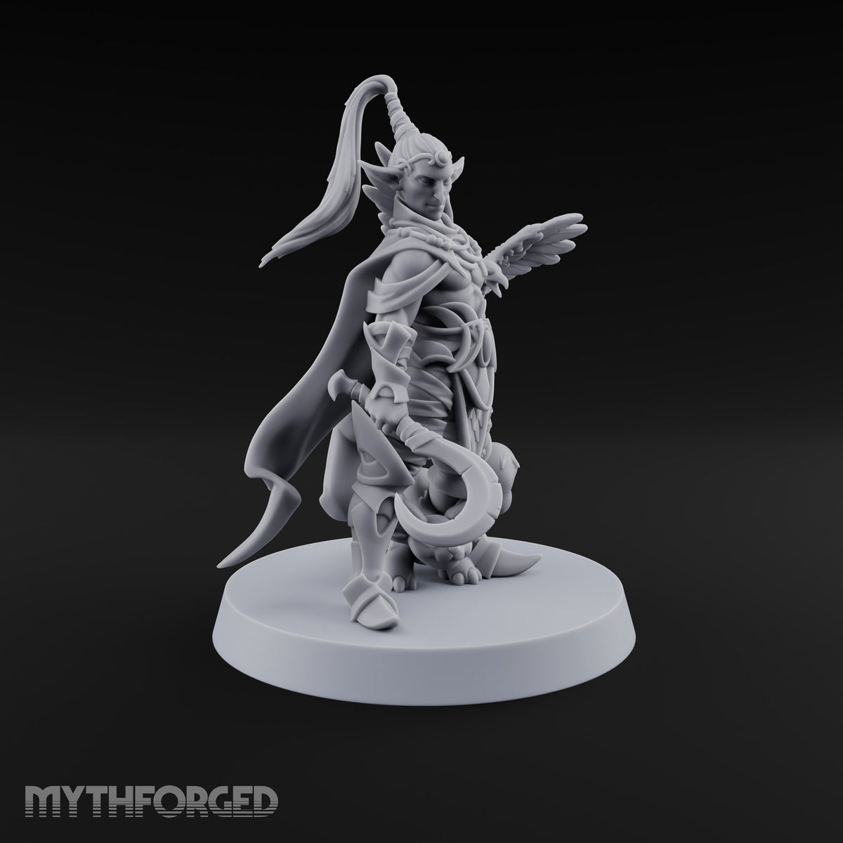 Unbothered by Brambles Elf Druid with Vine Staff and Curved Blade — Pet · Eagle and Scythe