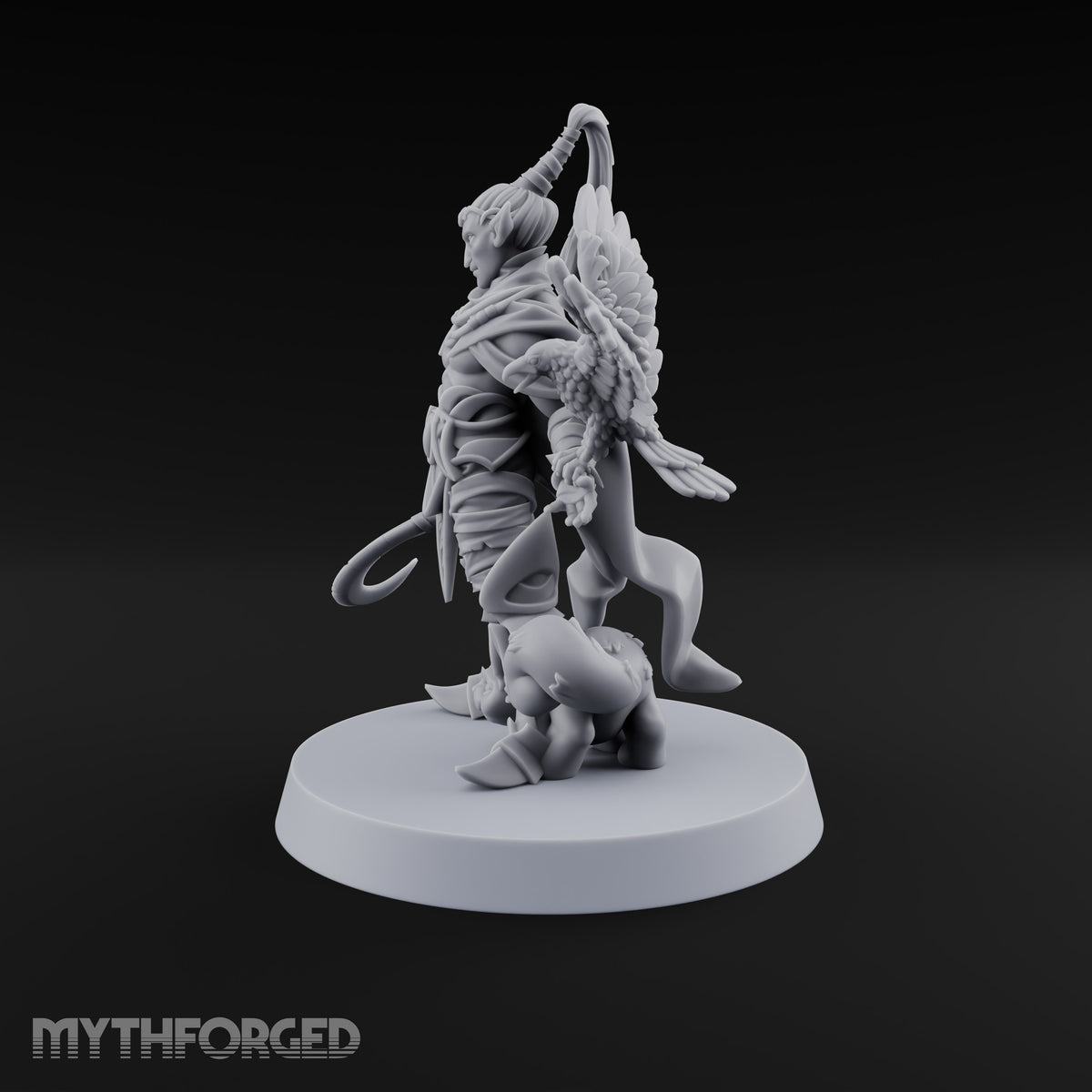 Unbothered by Brambles Elf Druid with Vine Staff and Curved Blade — Pet · Eagle and Scythe