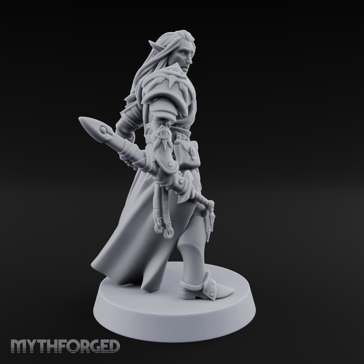 Dual Blades Pensive Elf Fighter Miniature for Dungeons and Dragons, Pathfinder or other TTRPGs