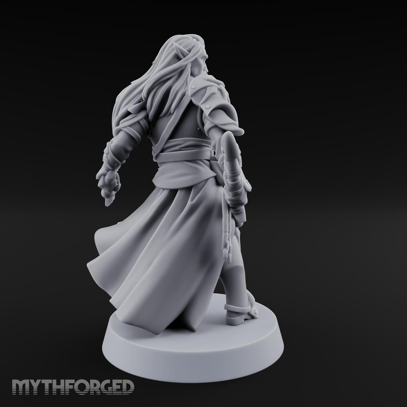 Dual Blades Pensive Elf Fighter Miniature for Dungeons and Dragons, Pathfinder or other TTRPGs