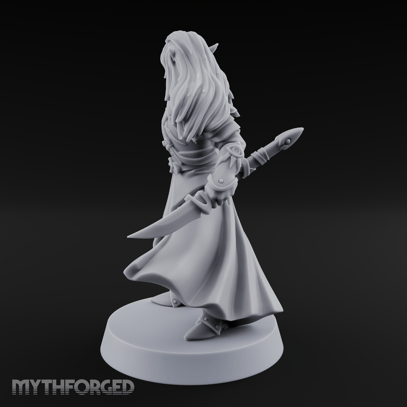 Dual Blades Pensive Elf Fighter Miniature for Dungeons and Dragons, Pathfinder or other TTRPGs