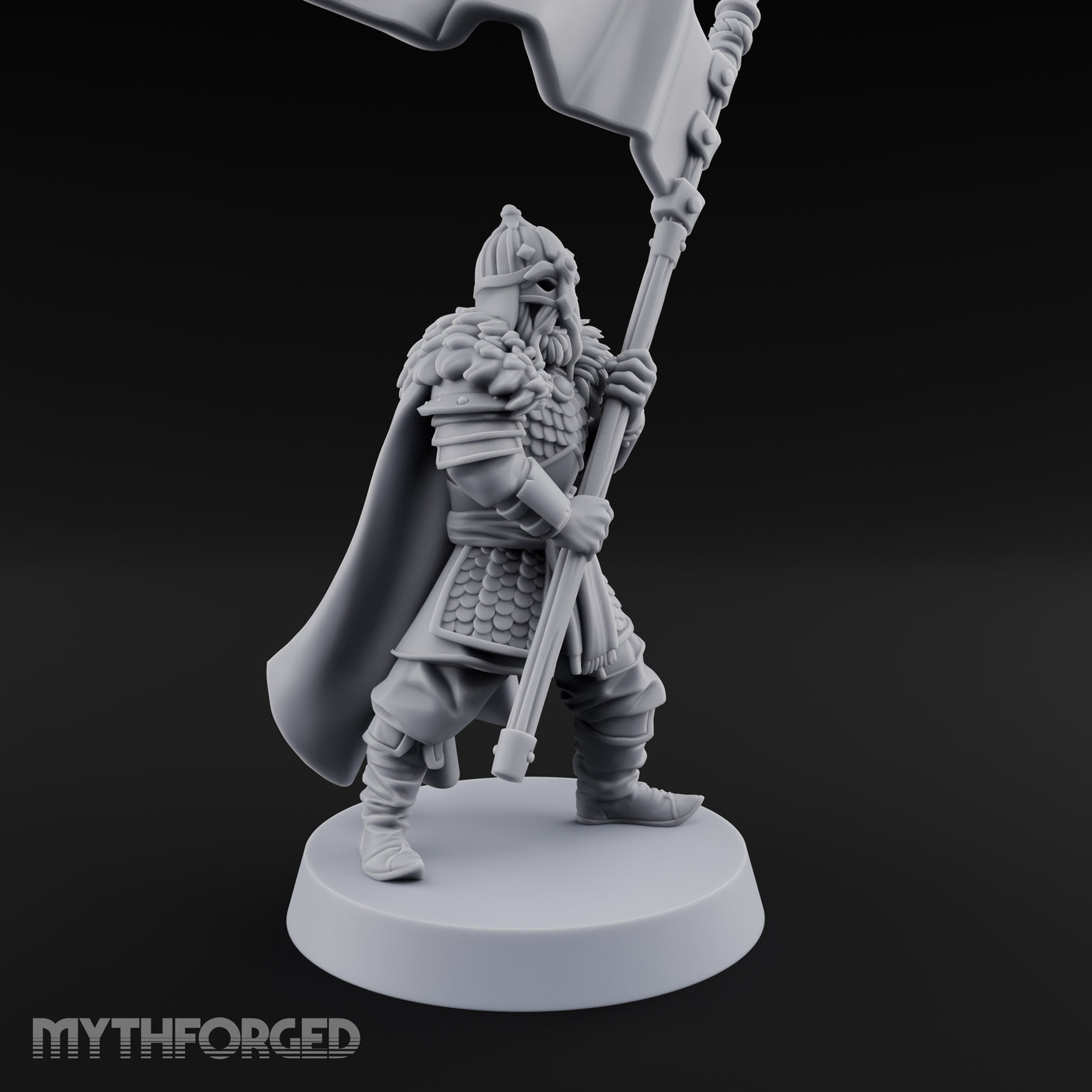 Banner Hoisting Standard Bearer Miniature for Dungeons and Dragons, Pathfinder or other TTRPGs