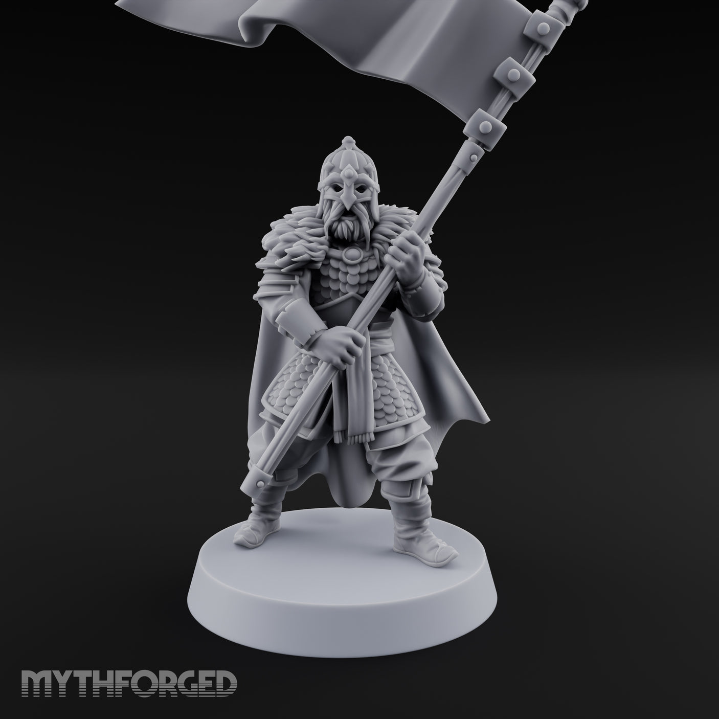 Banner Hoisting Standard Bearer Miniature for Dungeons and Dragons, Pathfinder or other TTRPGs