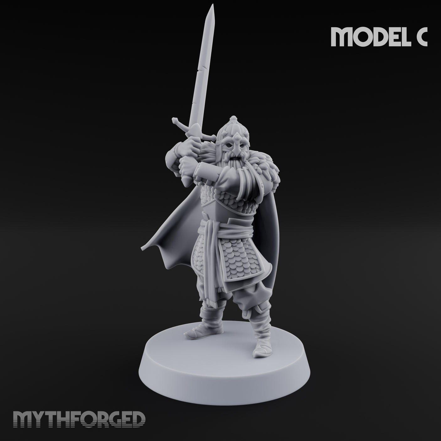 Scale-Clad Sword-Raising Northern Warriors Miniature for Dungeons and Dragons, Pathfinder or other TTRPGs