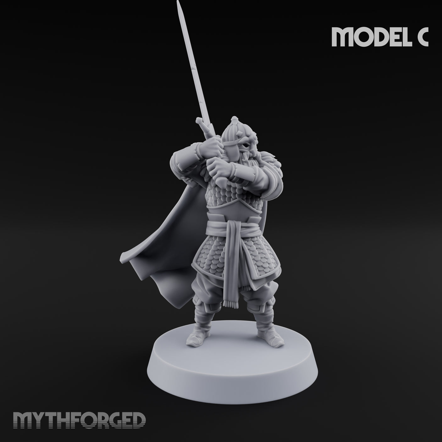 Scale-Clad Sword-Raising Northern Warriors Miniature for Dungeons and Dragons, Pathfinder or other TTRPGs