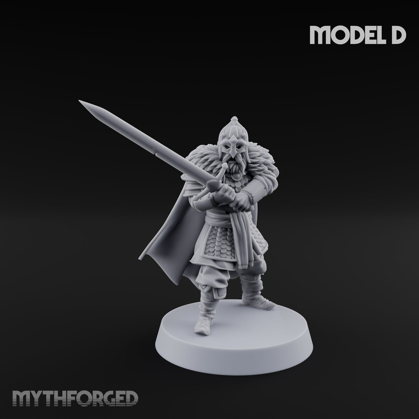 Scale-Clad Sword-Raising Northern Warriors Miniature for Dungeons and Dragons, Pathfinder or other TTRPGs
