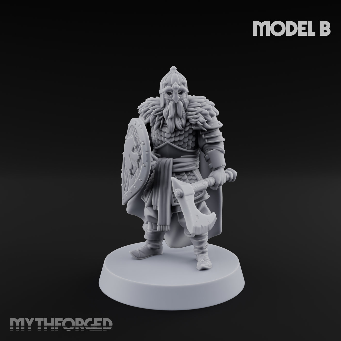 Scale-Clad Axe-Wielding Northern Warrior B Miniature for Dungeons and Dragons, Pathfinder or other TTRPGs