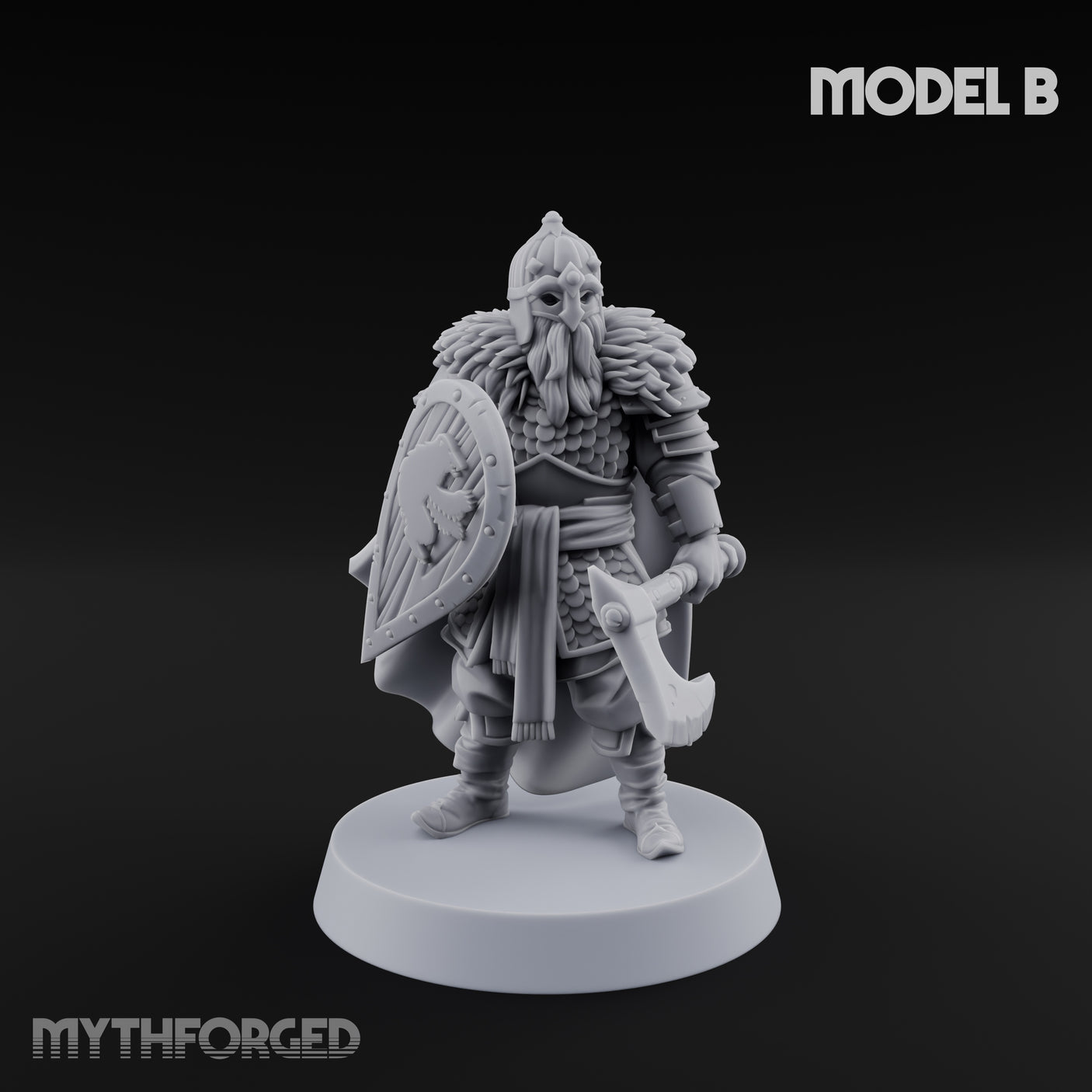 Scale-Clad Axe-Wielding Northern Warrior B Miniature for Dungeons and Dragons, Pathfinder or other TTRPGs