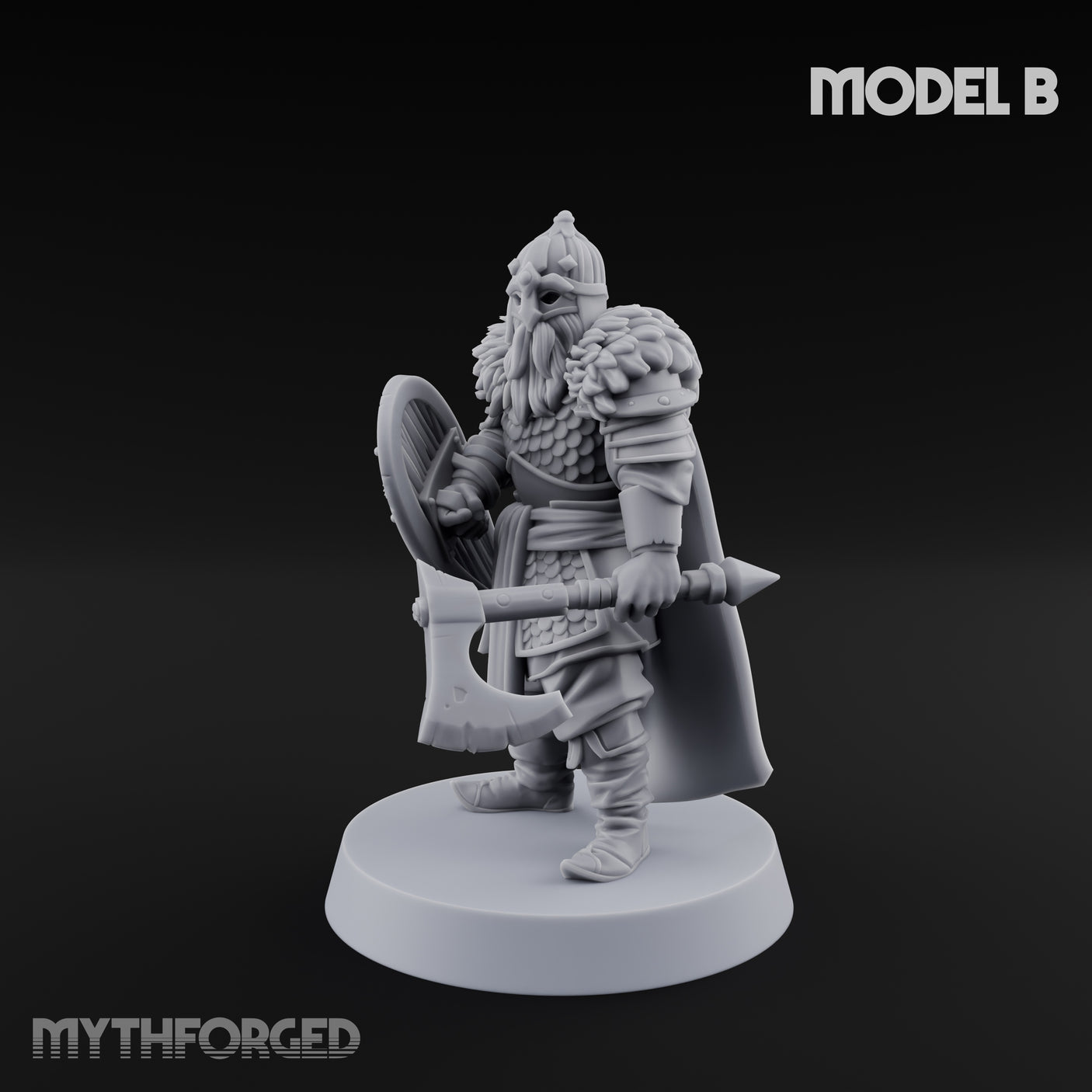 Scale-Clad Axe-Wielding Northern Warrior B Miniature for Dungeons and Dragons, Pathfinder or other TTRPGs