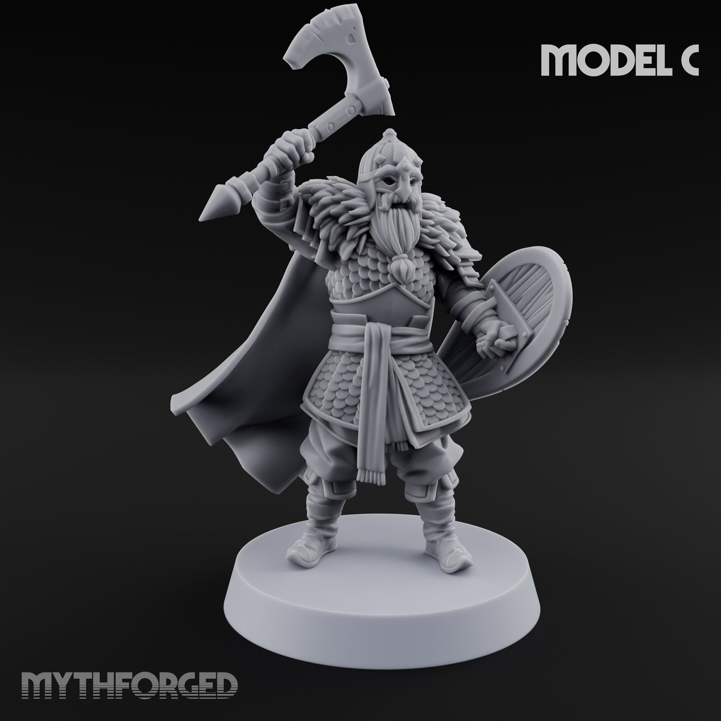 Scale-Clad Axe-Wielding Northern Warrior C Miniature for Dungeons and Dragons, Pathfinder or other TTRPGs