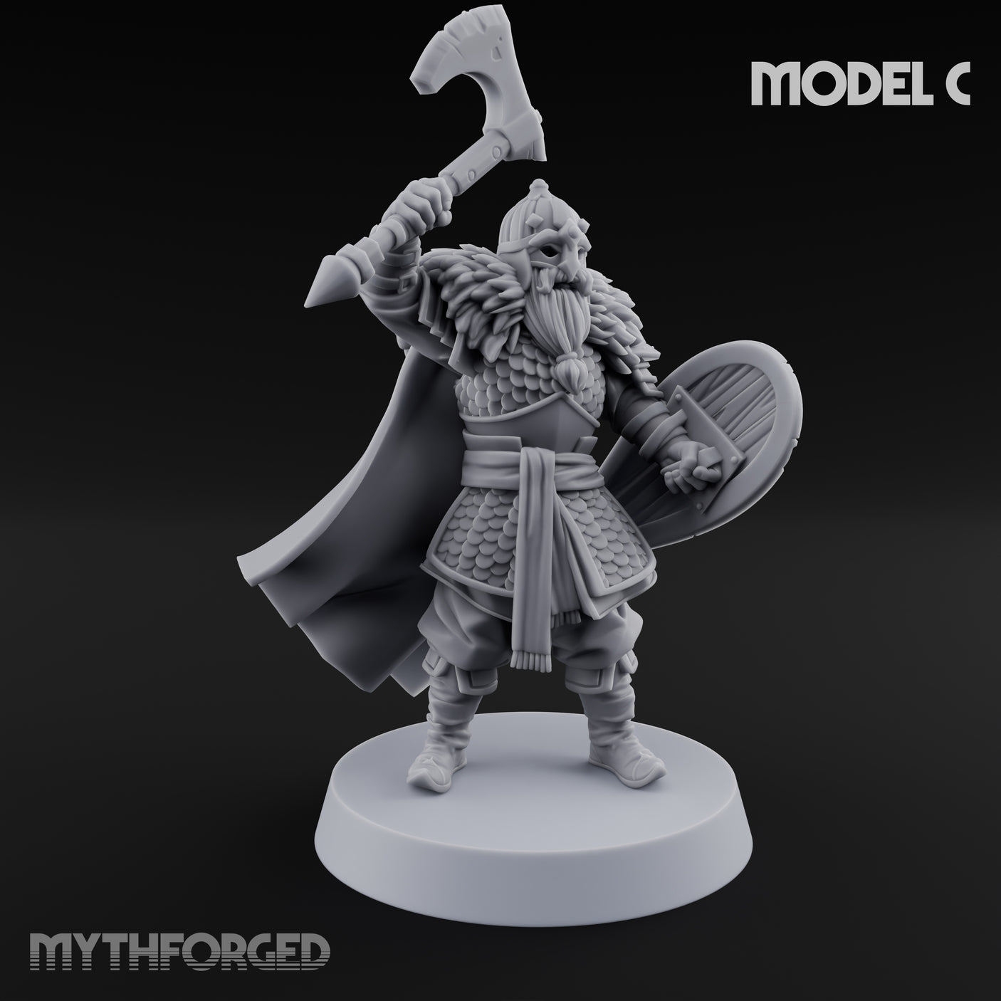 Scale-Clad Axe-Wielding Northern Warrior C Miniature for Dungeons and Dragons, Pathfinder or other TTRPGs