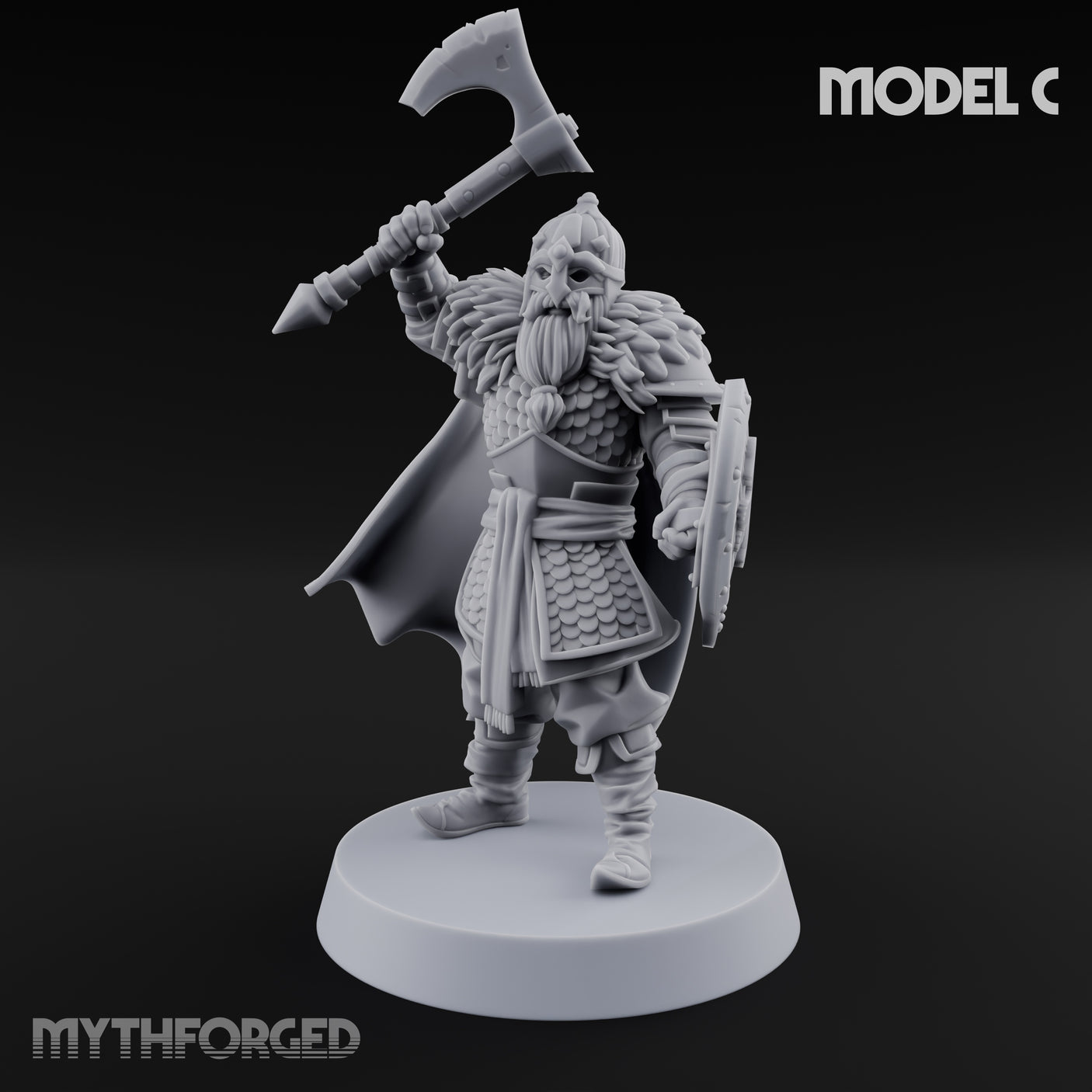 Scale-Clad Axe-Wielding Northern Warrior C Miniature for Dungeons and Dragons, Pathfinder or other TTRPGs