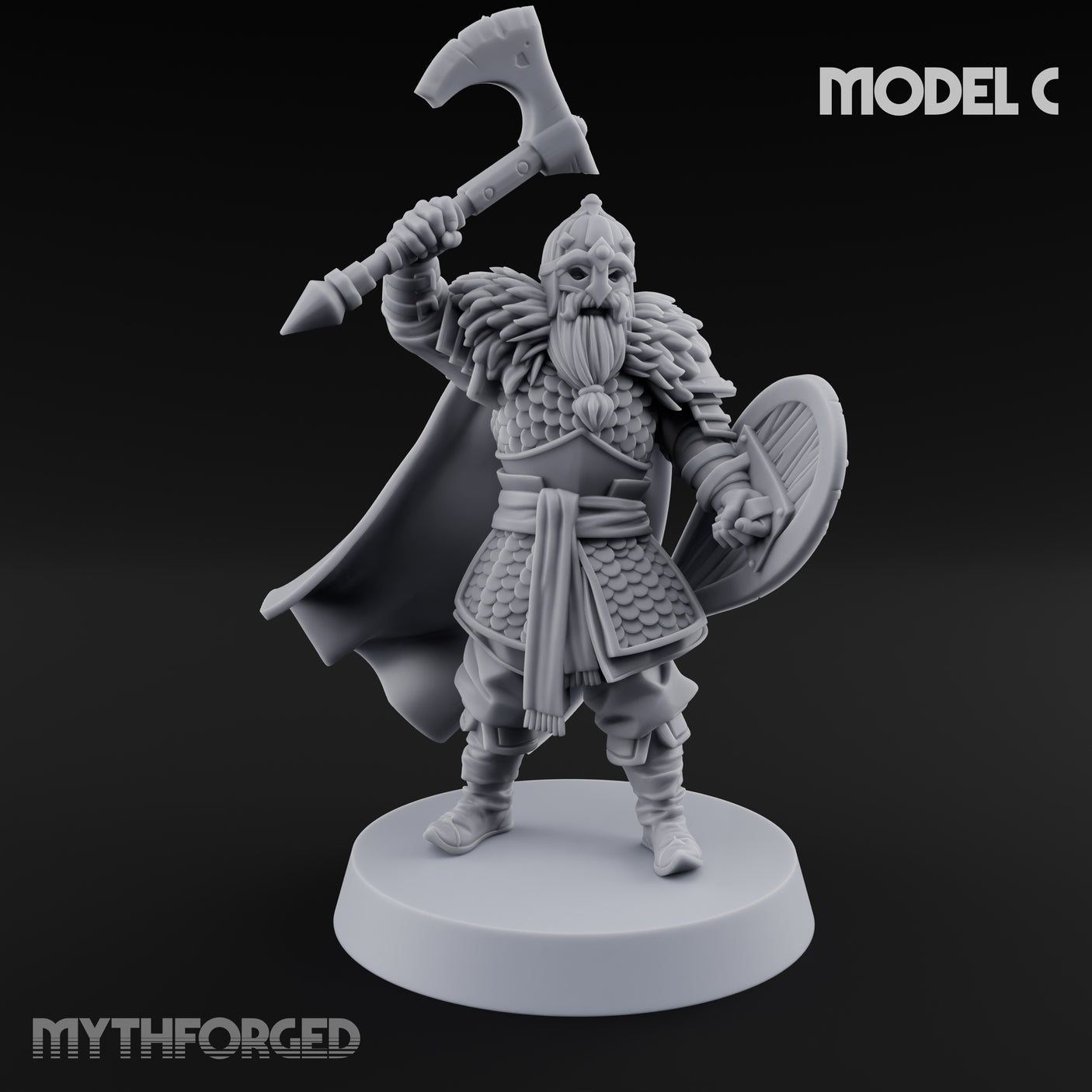 Scale-Clad Axe-Wielding Northern Warrior C Miniature for Dungeons and Dragons, Pathfinder or other TTRPGs