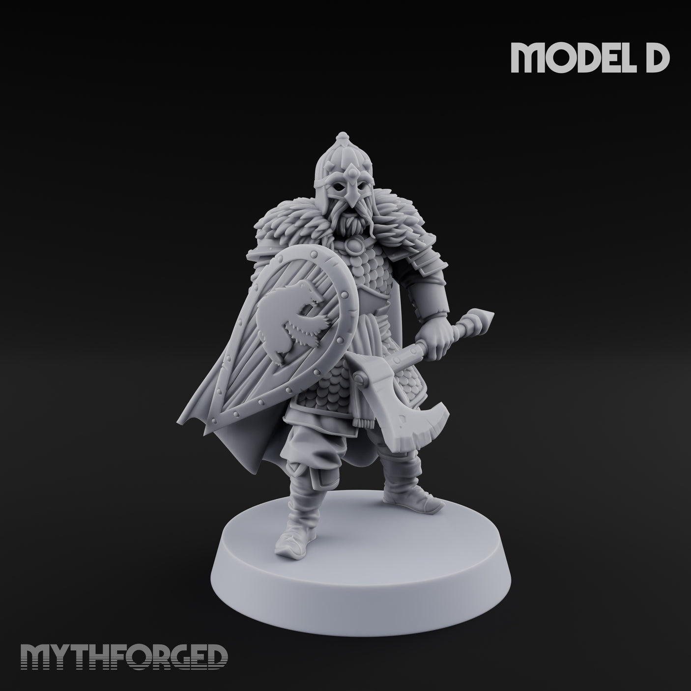 Scale-Clad Axe-Wielding Northern Warrior D Miniature for Dungeons and Dragons, Pathfinder or other TTRPGs
