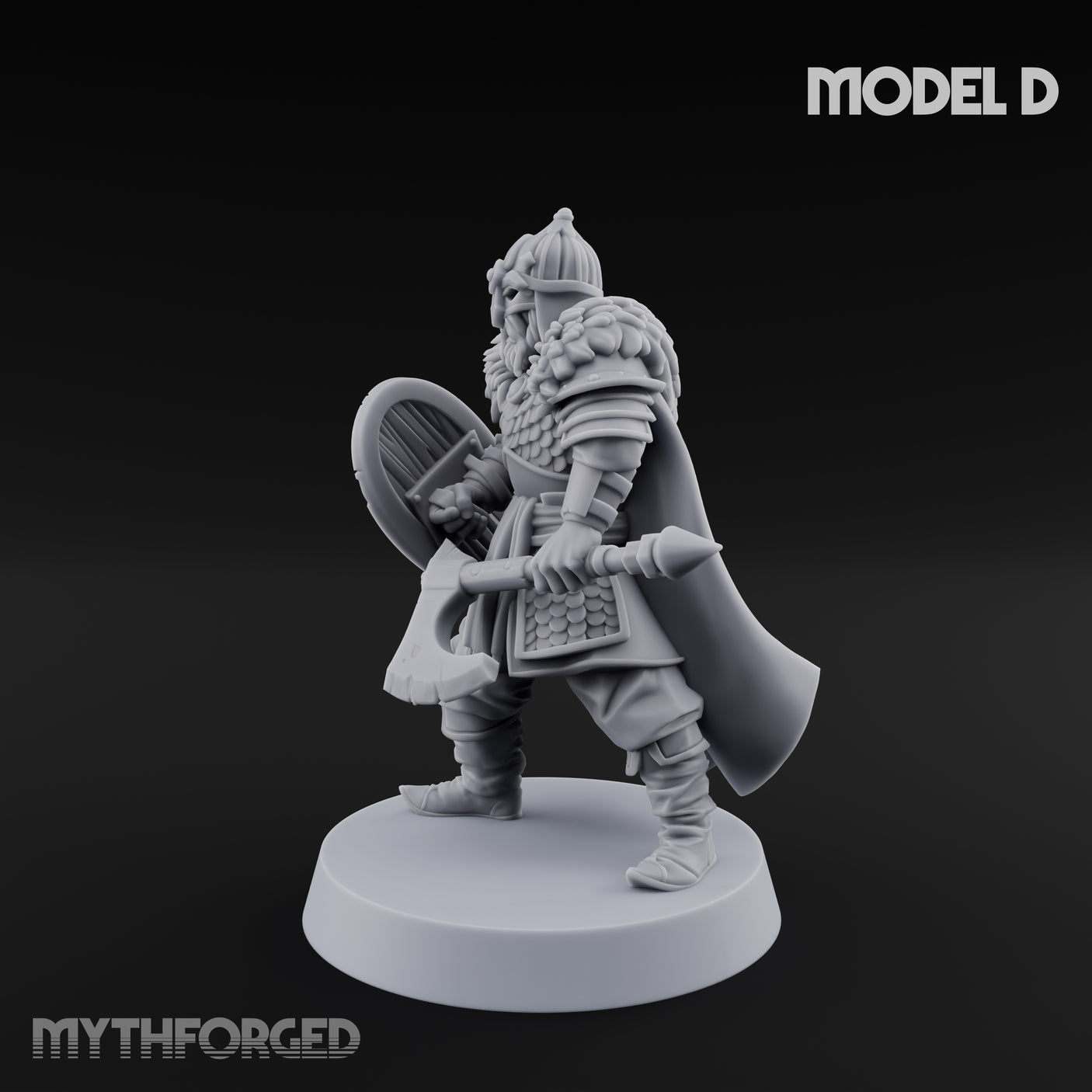 Scale-Clad Axe-Wielding Northern Warrior D Miniature for Dungeons and Dragons, Pathfinder or other TTRPGs