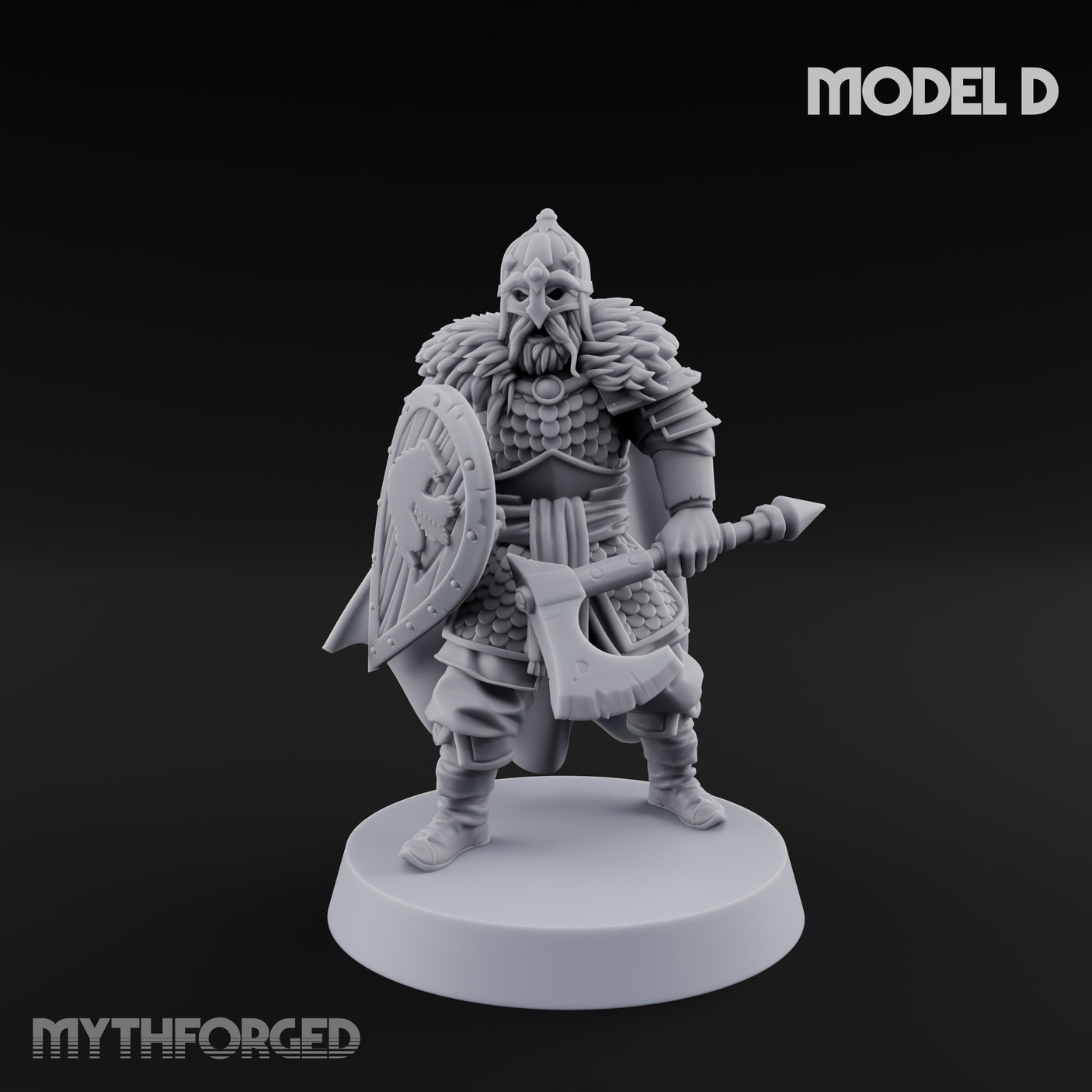 Scale-Clad Axe-Wielding Northern Warrior D Miniature for Dungeons and Dragons, Pathfinder or other TTRPGs