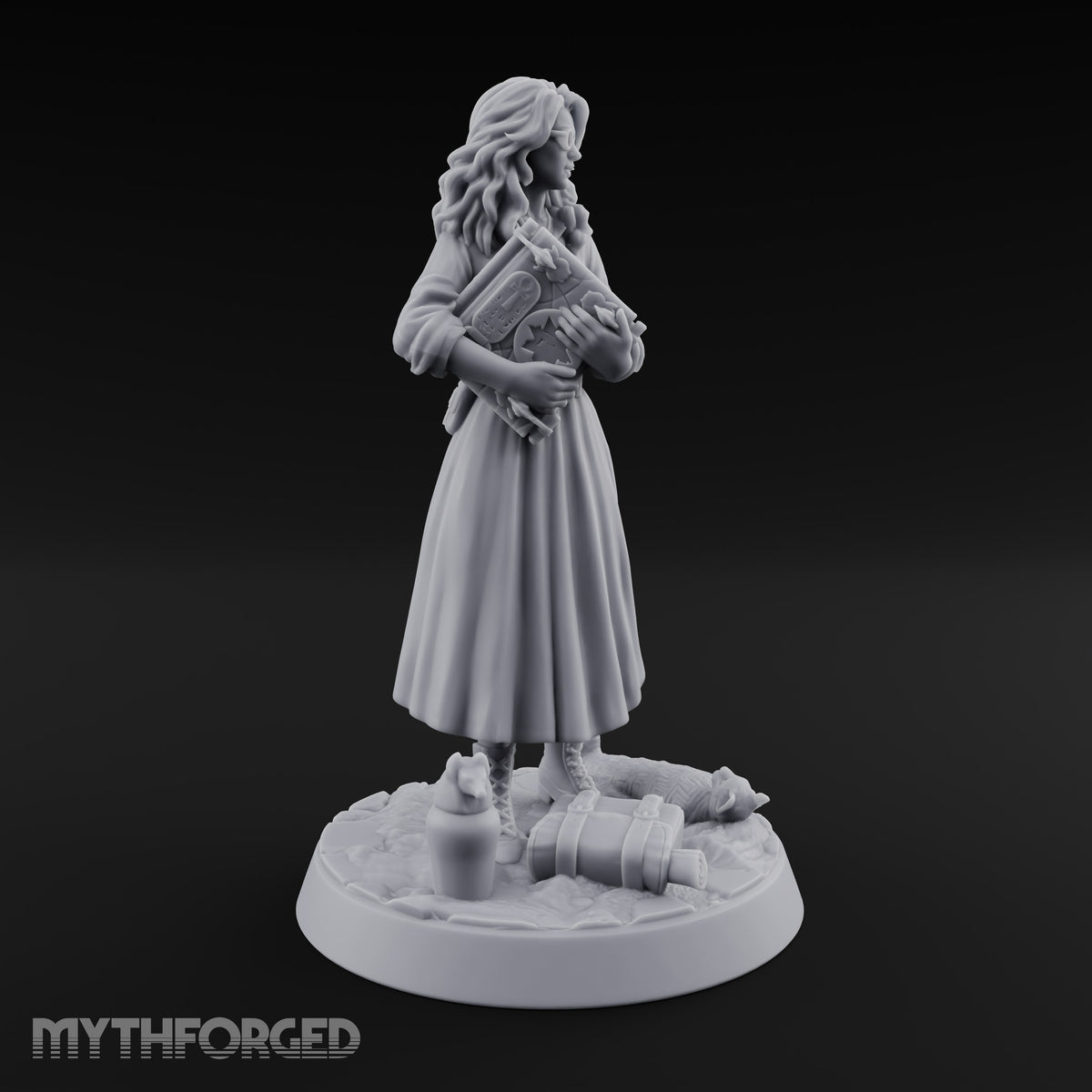 Clutching Her Research Human Scholar Miniature for Dungeons and Dragons, Pathfinder or other TTRPGs
