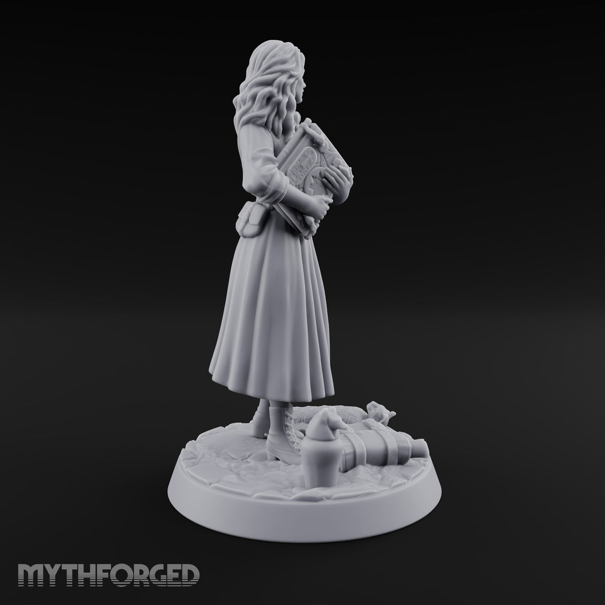 Clutching Her Research Human Scholar Miniature for Dungeons and Dragons, Pathfinder or other TTRPGs