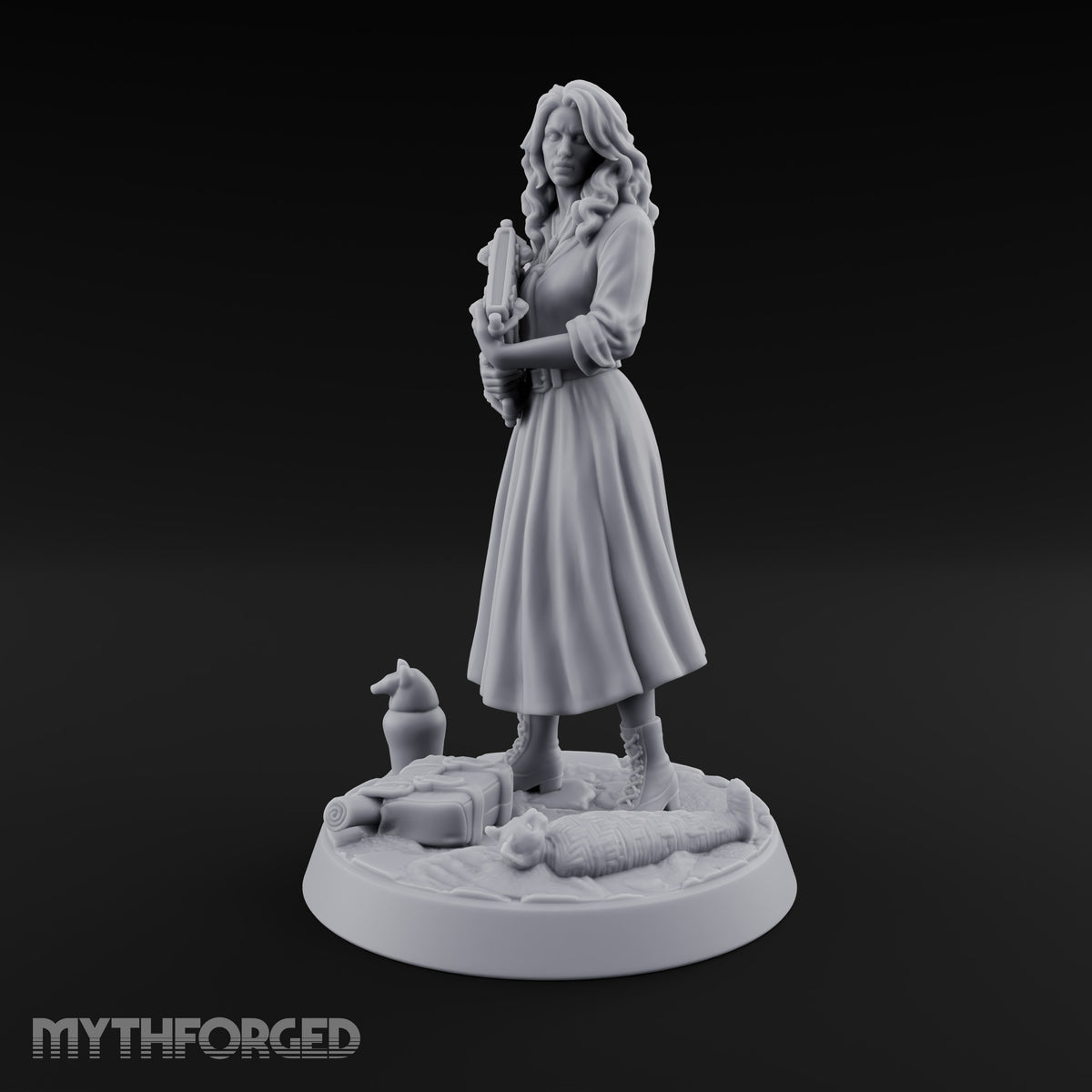 Clutching Her Research Human Scholar Miniature for Dungeons and Dragons, Pathfinder or other TTRPGs