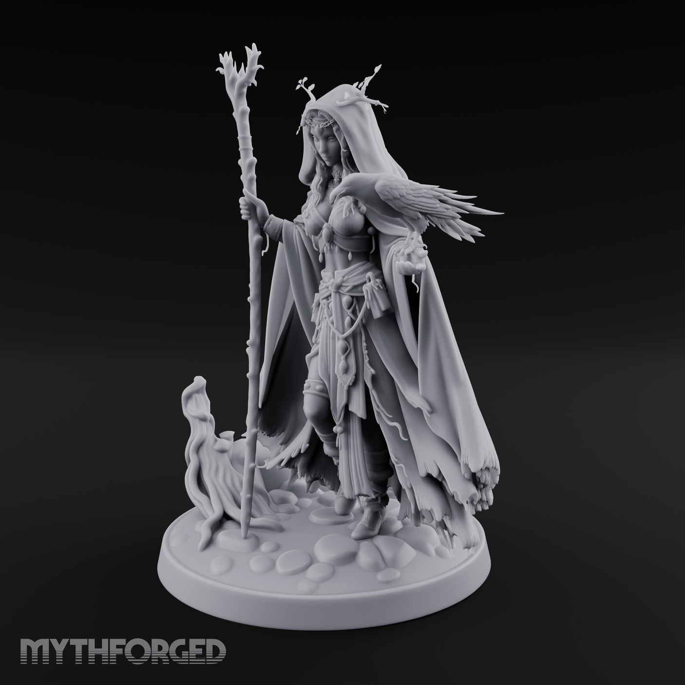 Antlers Crowned Commanding Fey Lord Druid Miniature for Dungeons and Dragons, Pathfinder or other TTRPGs
