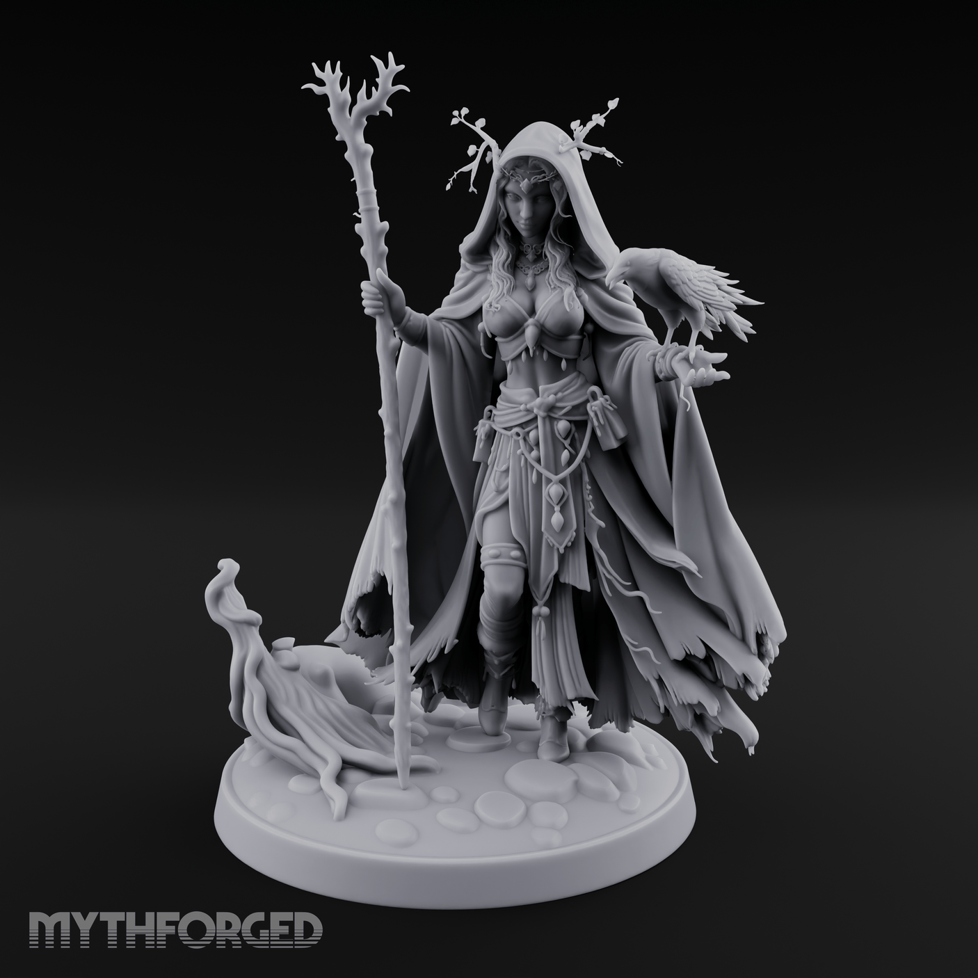 Antlers Crowned Commanding Fey Lord Druid Miniature for Dungeons and Dragons, Pathfinder or other TTRPGs