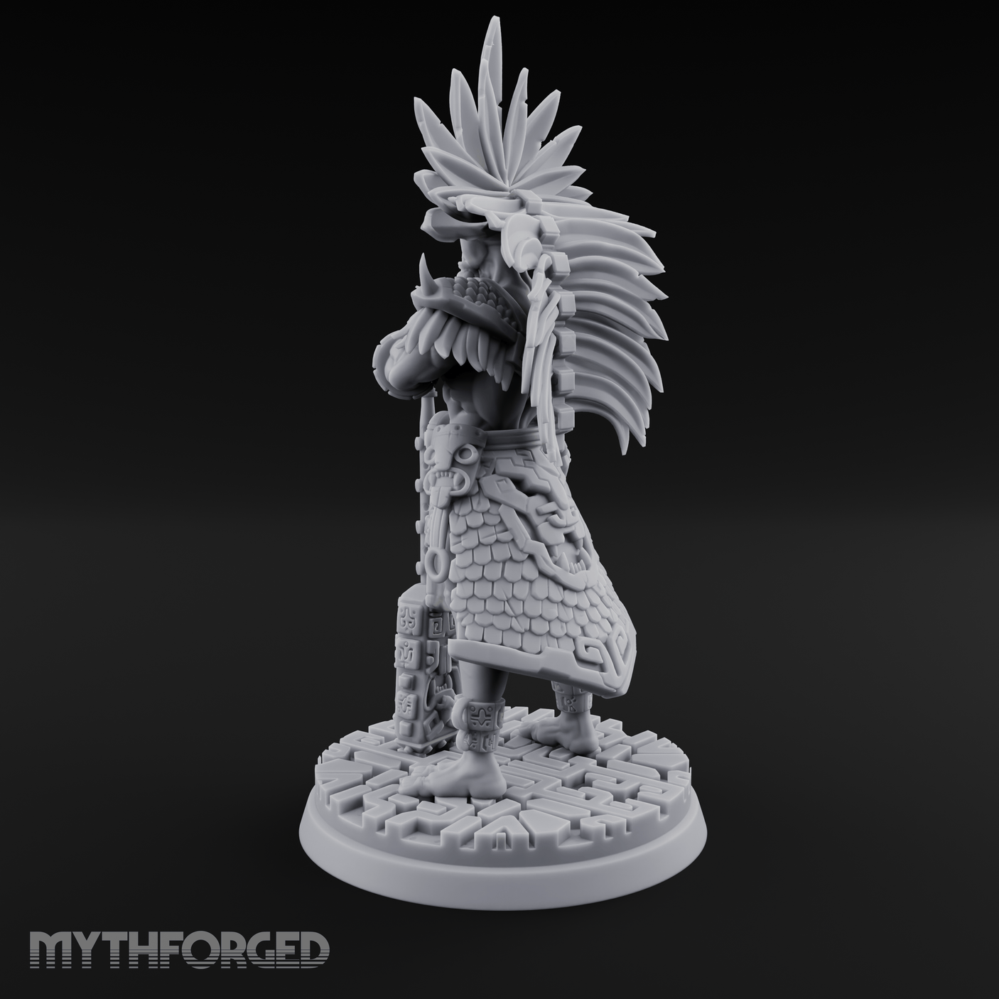 Aztec Inspired Feather Crowned Hobgoblin Leader Miniature for Dungeons and Dragons, Pathfinder or other TTRPGs