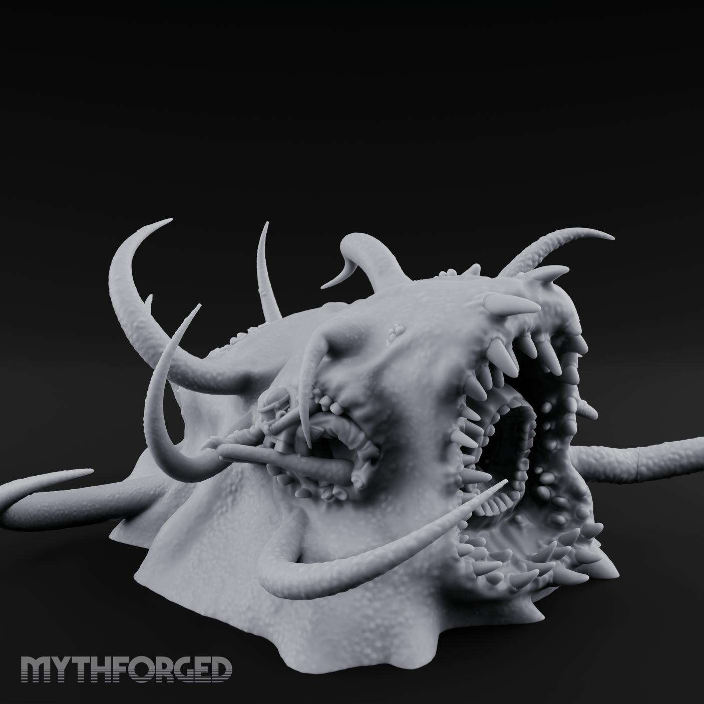 Mouth Gaping Wide Purple Worm Miniature for Dungeons and Dragons, Pathfinder or other TTRPGs